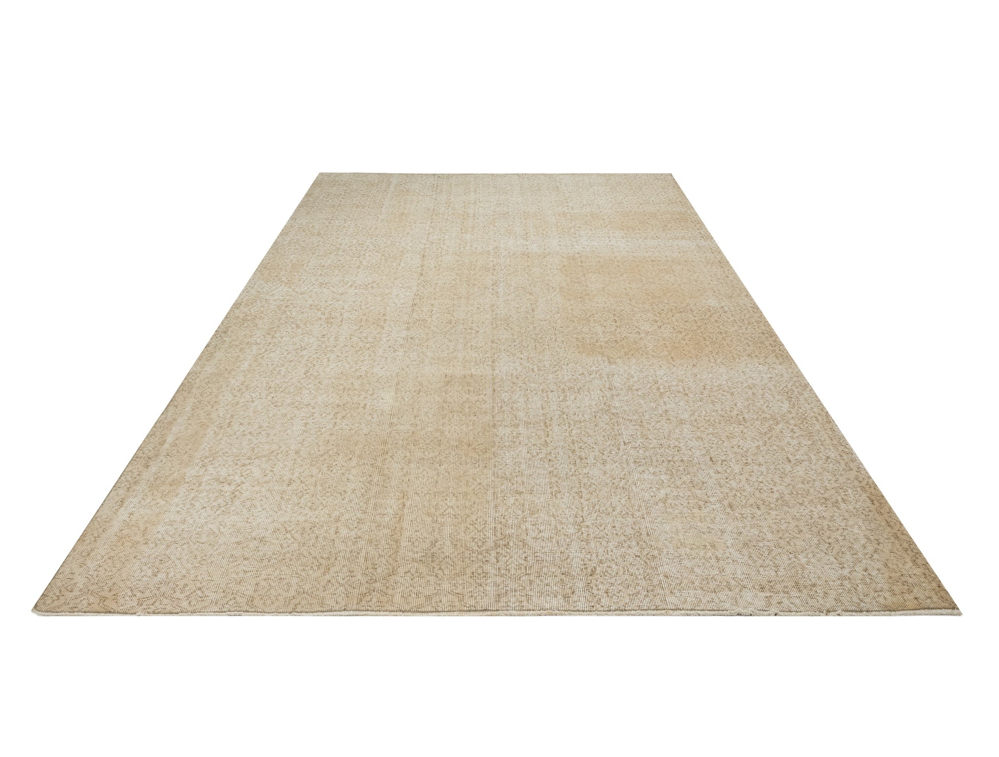 Vintage Krem Eskitme Yün ve Pamuk El Dokuma Halı 207x317 Şark Halı