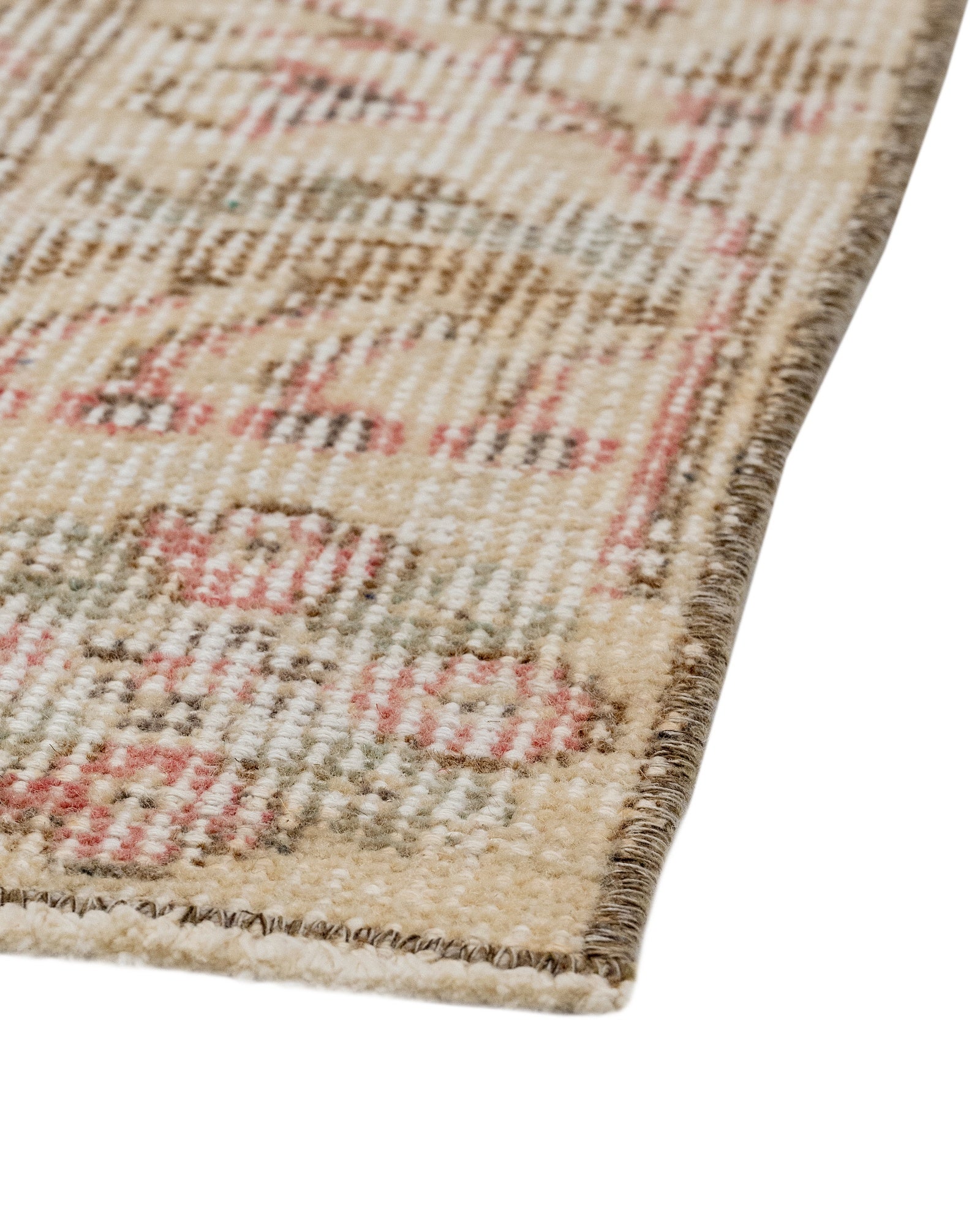 Vintage Kırmızı Çerçeveli Yün ve Pamuk El Dokuma Halı 191x293 Şark Halı