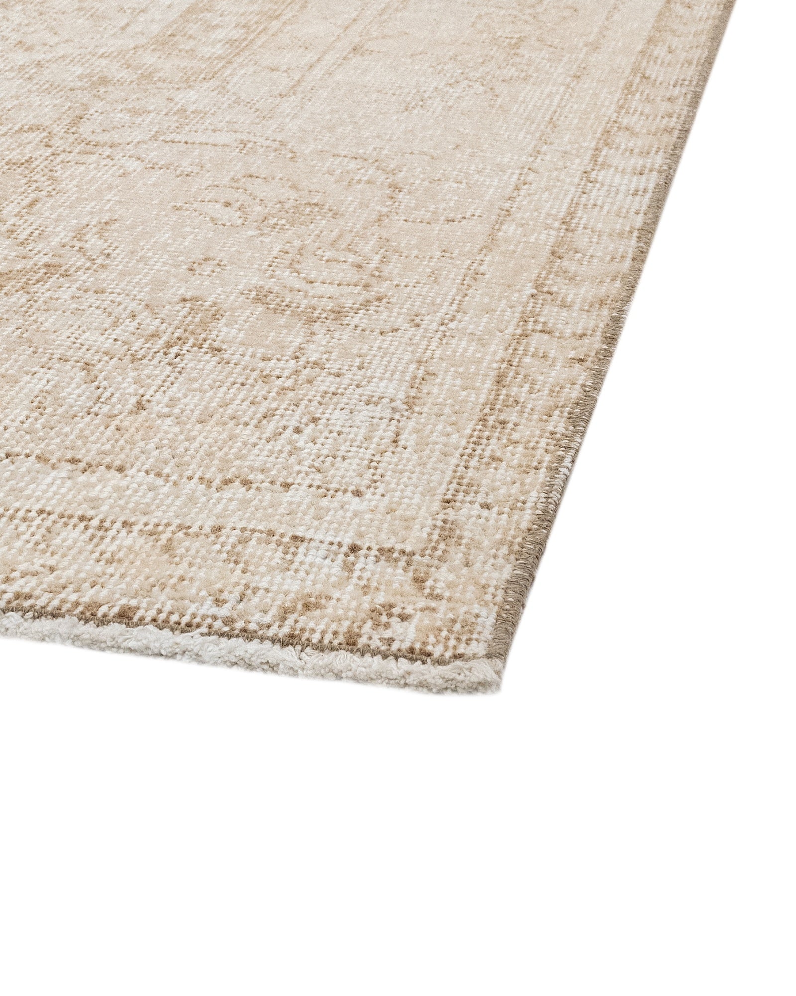 Vintage Bej Göbekli Yün ve Pamuk El Dokuma Halı 164x273 Şark Halı