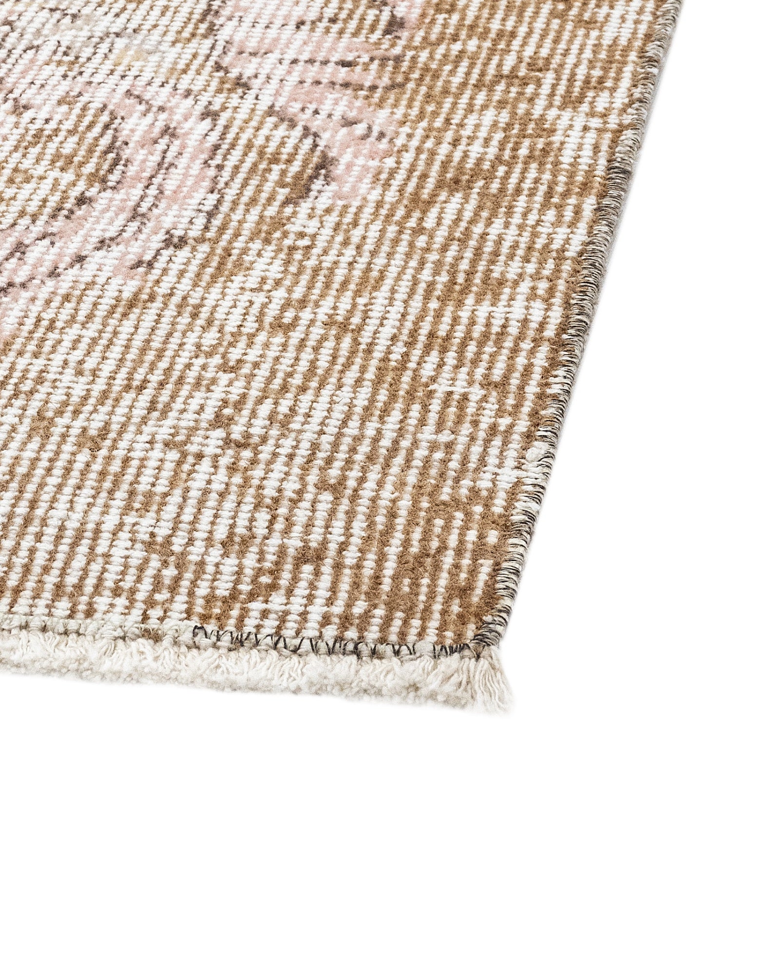 Vintage Kahverengi Göbekli Yün ve Pamuk El Dokuma Halı 183x269 Şark Halı