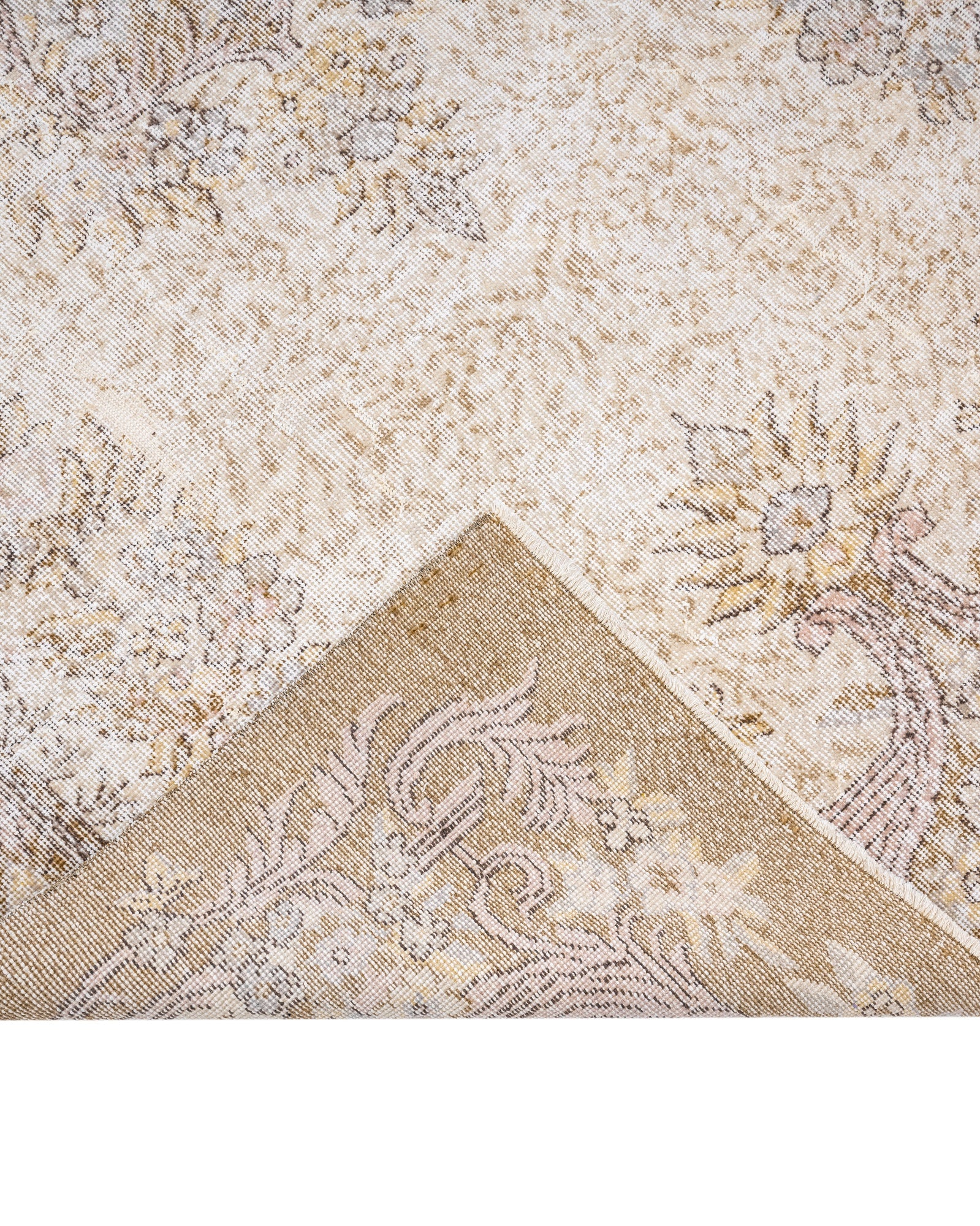 Vintage Kahverengi Göbekli Yün ve Pamuk El Dokuma Halı 183x269 Şark Halı