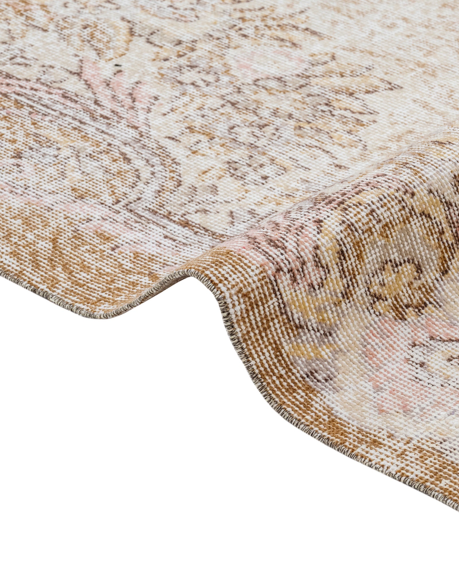 Vintage Kahverengi Göbekli Yün ve Pamuk El Dokuma Halı 183x269 Şark Halı