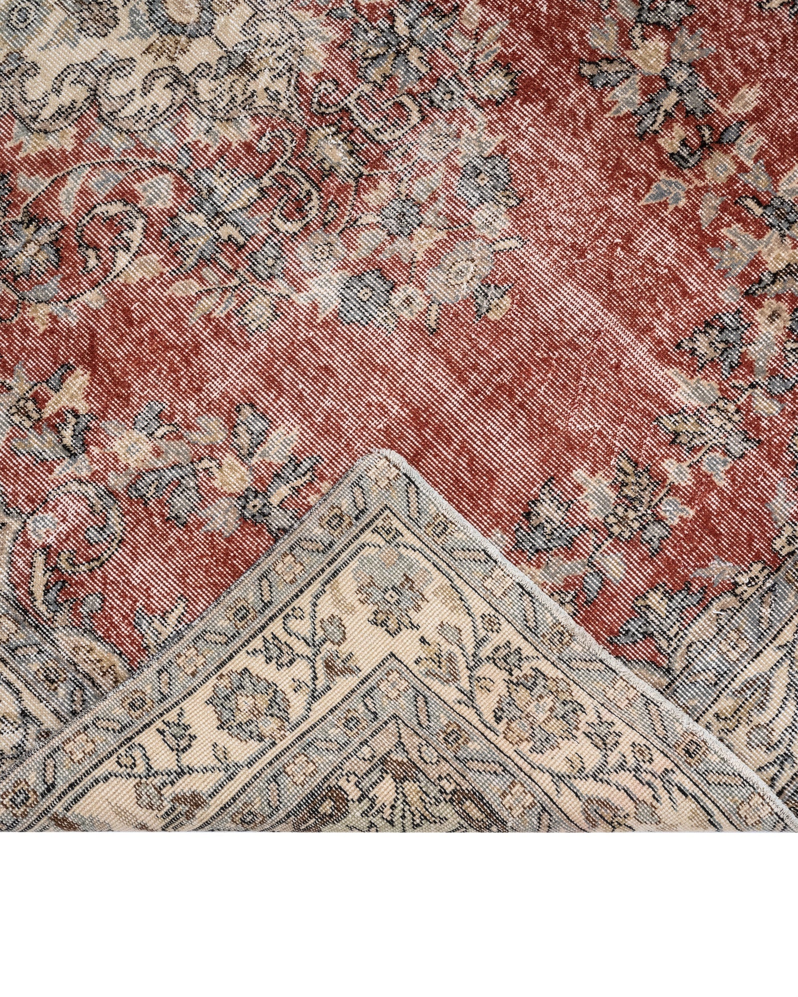 Vintage Bordo Göbekli Yün ve Pamuk El Dokuma Halı 168x276 Şark Halı