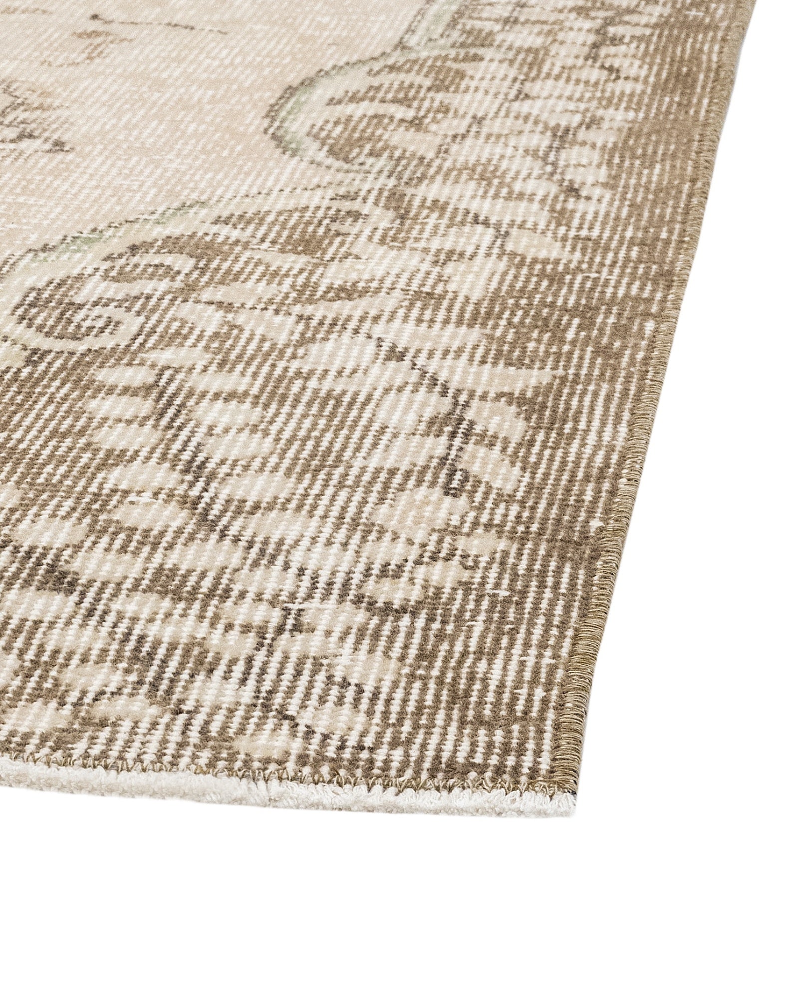 Vintage Yeşil Göbekli Yün ve Pamuk El Dokuma Halı 200x299 Şark Halı