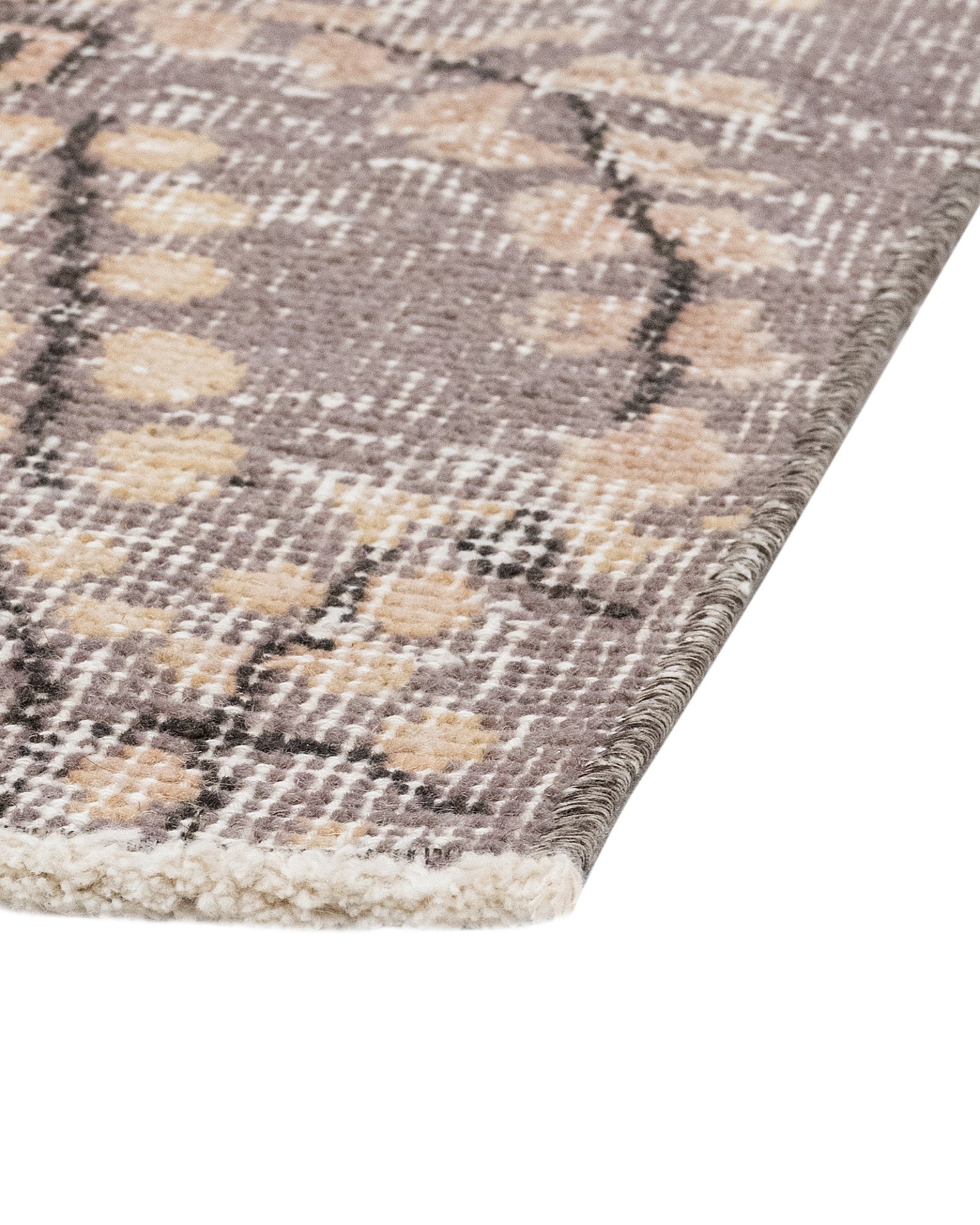 Vintage Bej Göbekli Yün ve Pamuk El Dokuma Halı 167x268 Şark Halı