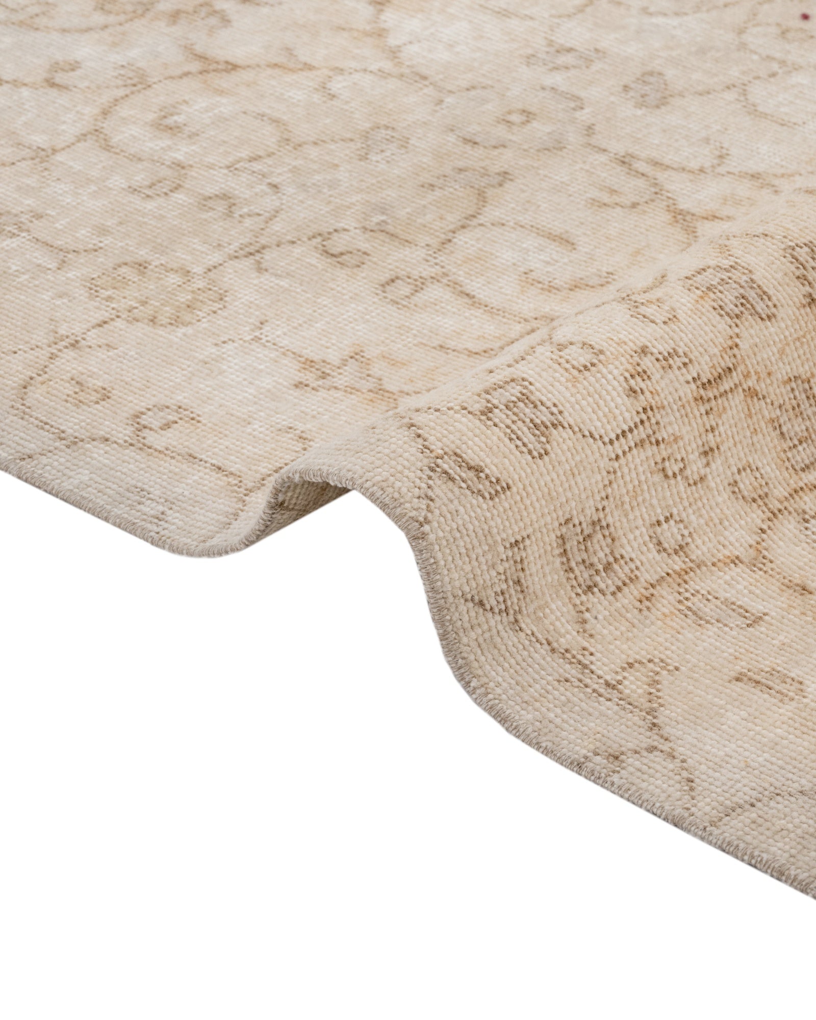 Vintage Bej Çiçekli Yün ve Pamuk El Dokuma Halı 166x280 Şark Halı