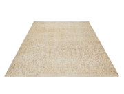 Vintage Bej Çiçekli Yün ve Pamuk El Dokuma Halı 166x280 Şark Halı