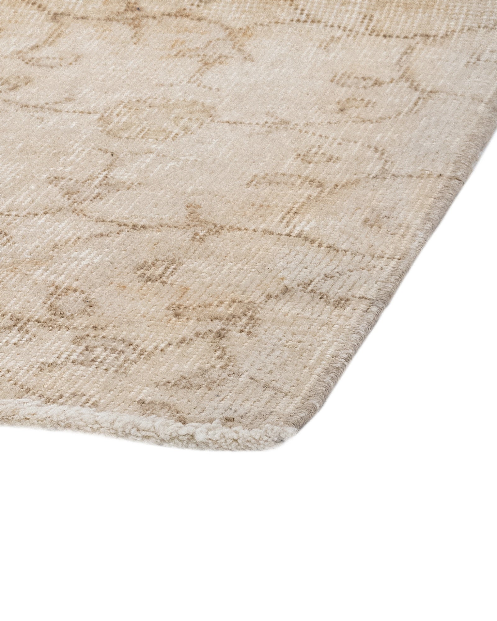 Vintage Bej Çiçekli Yün ve Pamuk El Dokuma Halı 166x280 Şark Halı