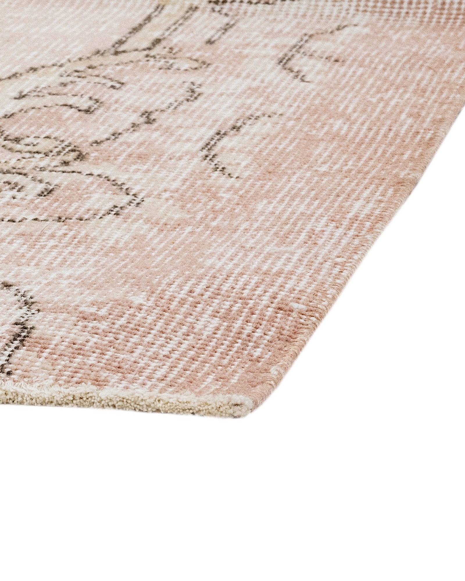 Vintage Krem Göbekli Yün ve Pamuk El Dokuma Halı 192x295 Şark Halı