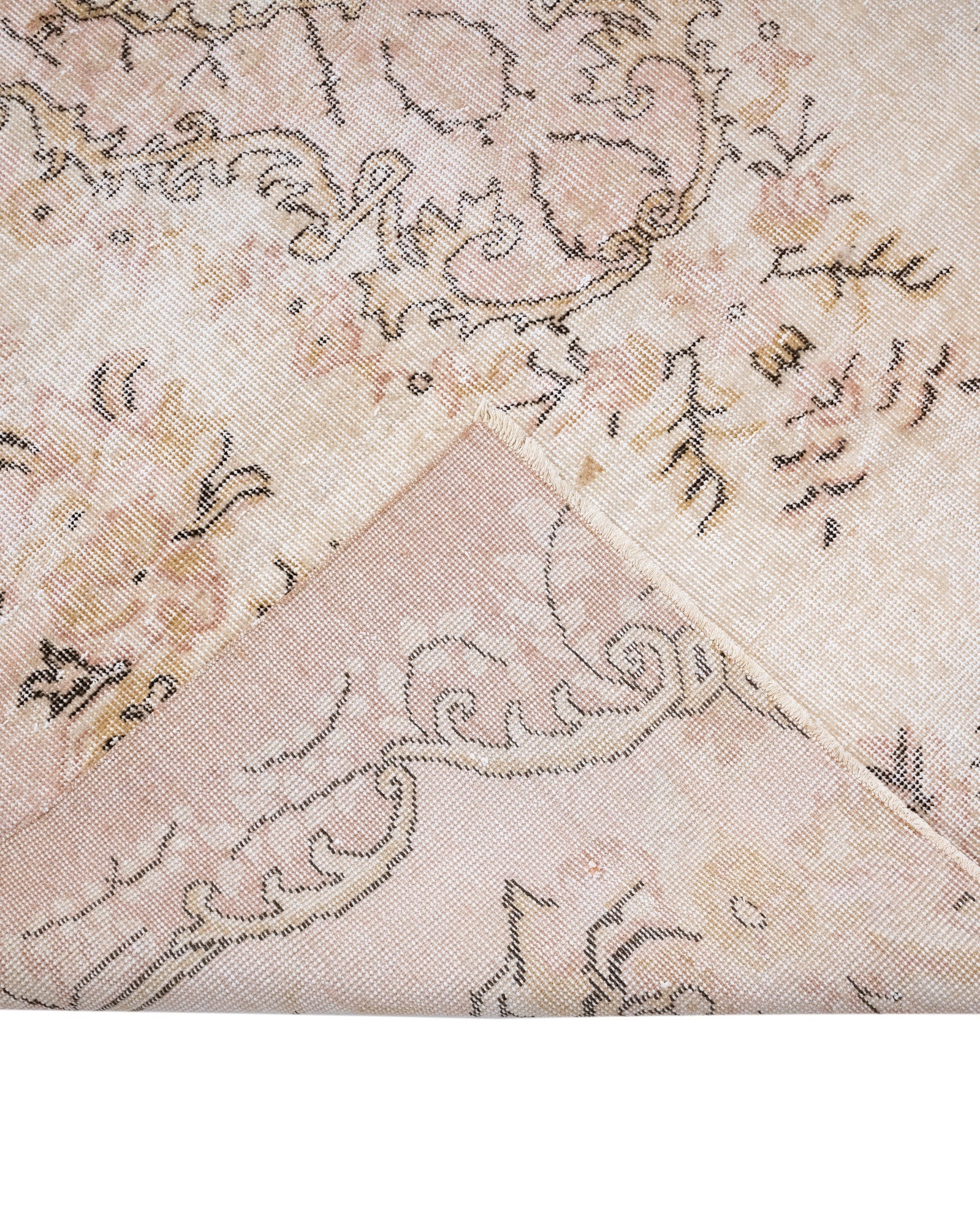 Vintage Krem Göbekli Yün ve Pamuk El Dokuma Halı 192x295 Şark Halı