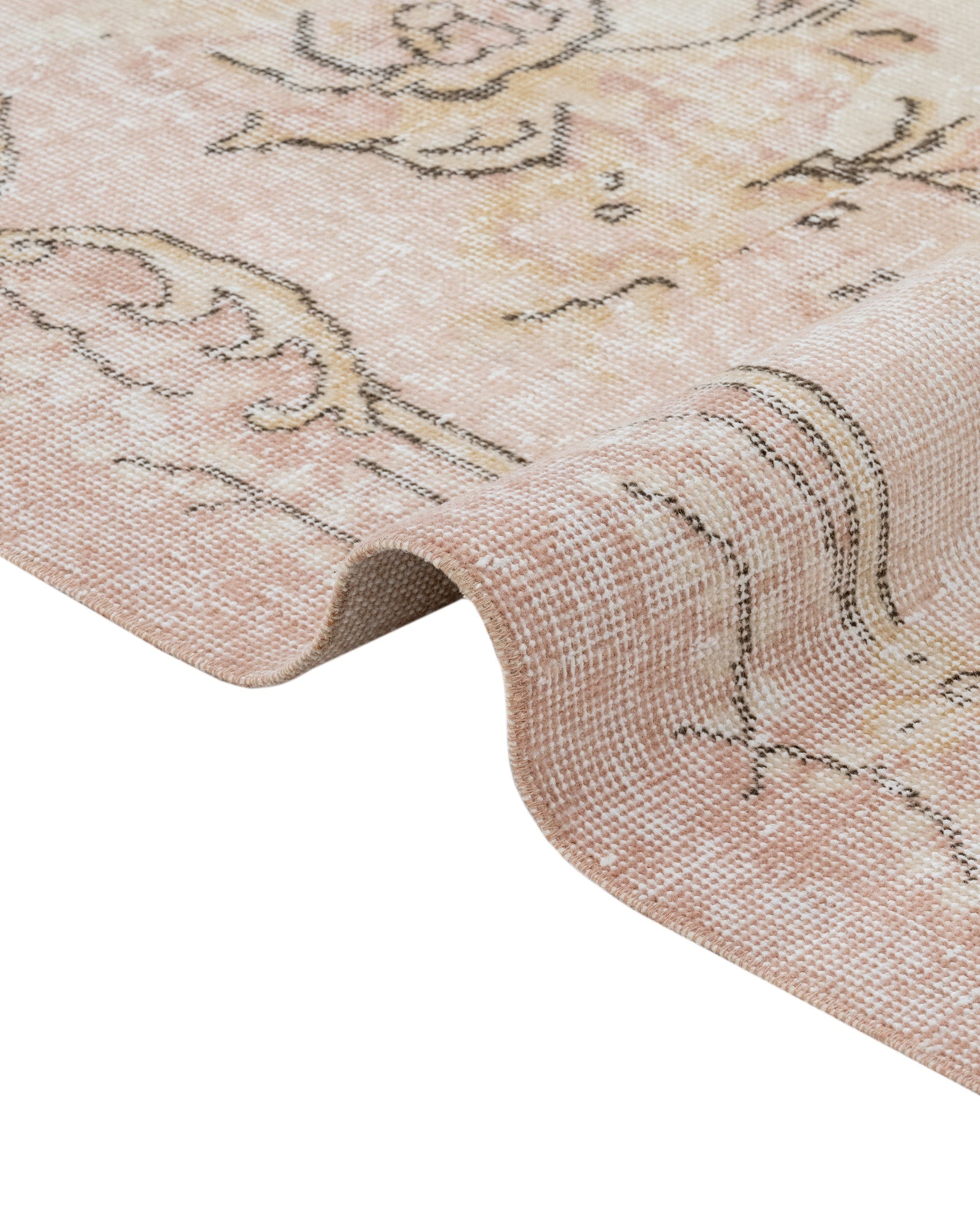 Vintage Krem Göbekli Yün ve Pamuk El Dokuma Halı 192x295 Şark Halı