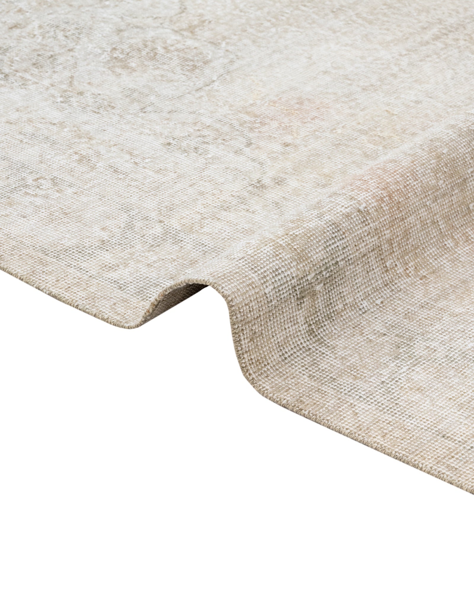 Vintage Krem Göbekli Yün ve Pamuk El Dokuma Halı 176x280 Şark Halı