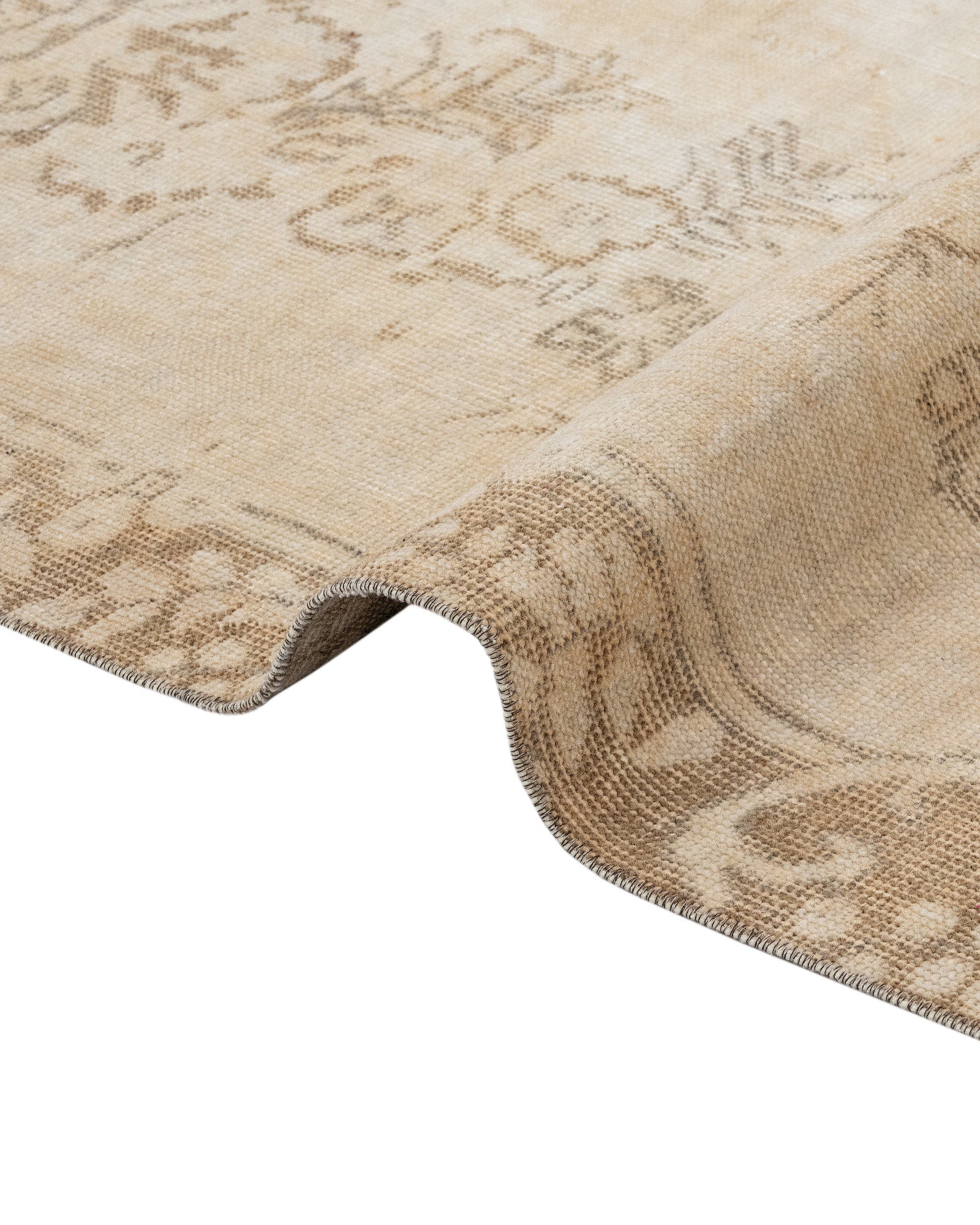 Vintage Kahverengi Göbekli Yün ve Pamuk El Dokuma Halı 110x180 Şark Halı