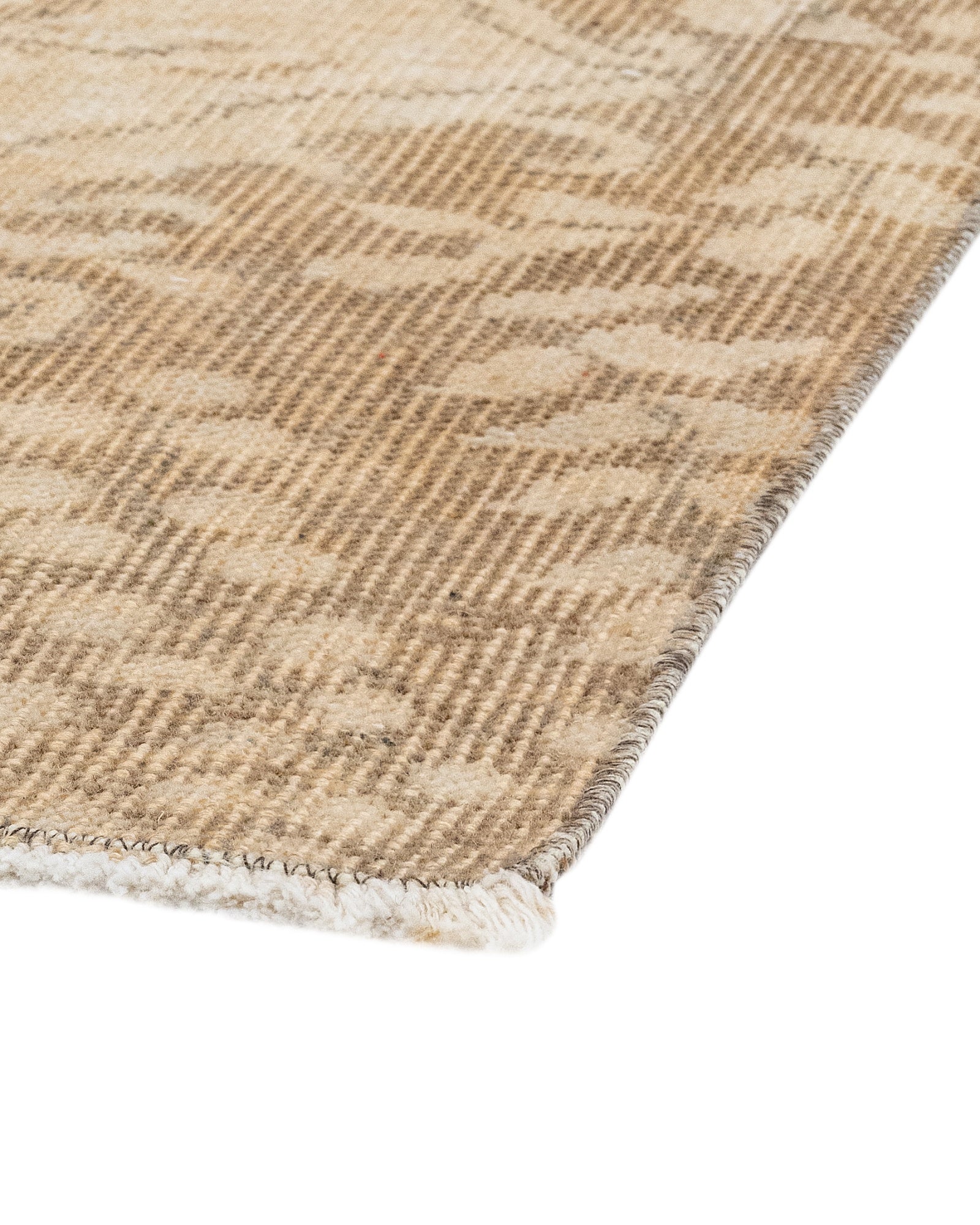 Vintage Kahverengi Göbekli Yün ve Pamuk El Dokuma Halı 110x180 Şark Halı