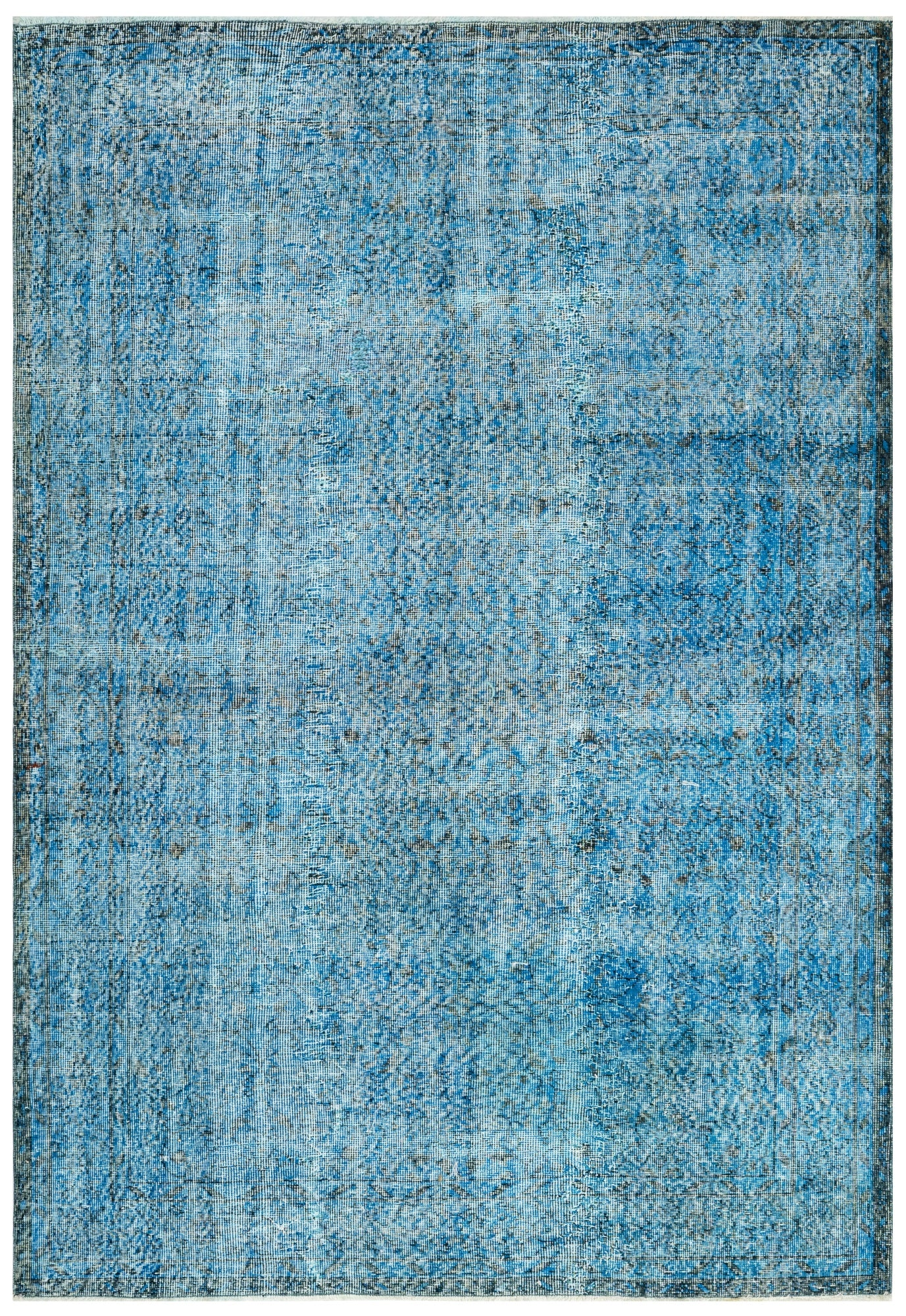 Vintage Mavi Göbekli Yün ve Pamuk El Dokuma Halı 182x283 Şark Halı