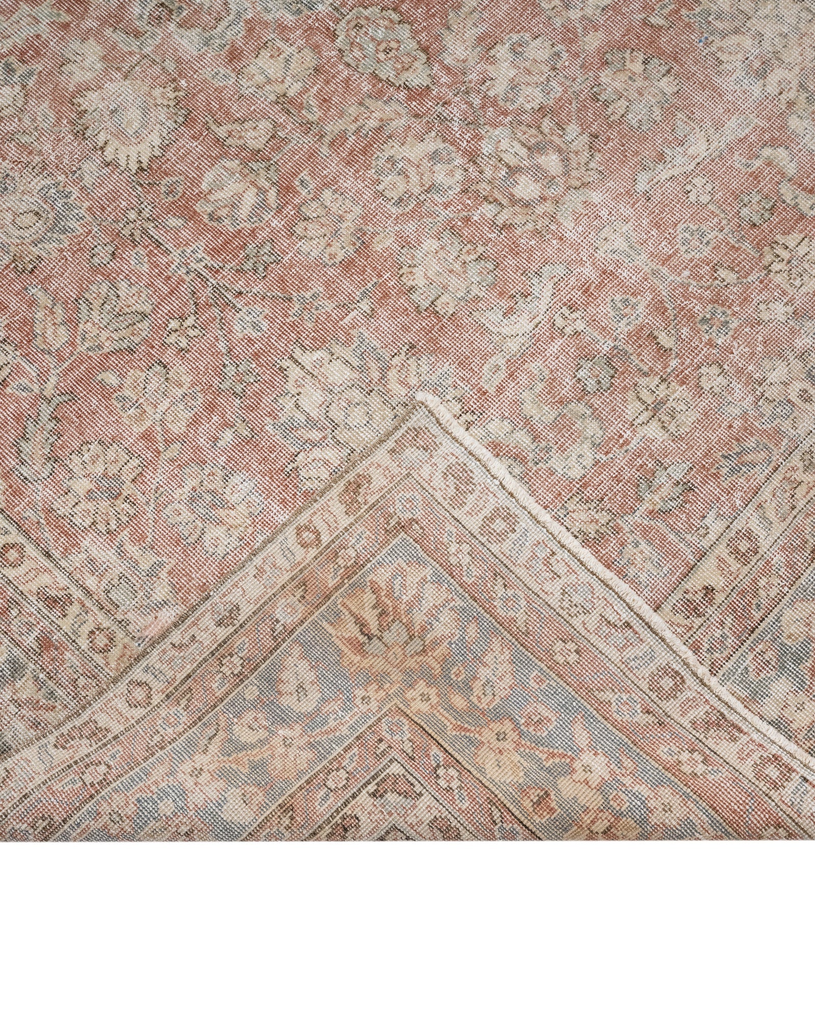 Vintage Bej Çiçekli Yün ve Pamuk El Dokuma Halı 156x240 Şark Halı