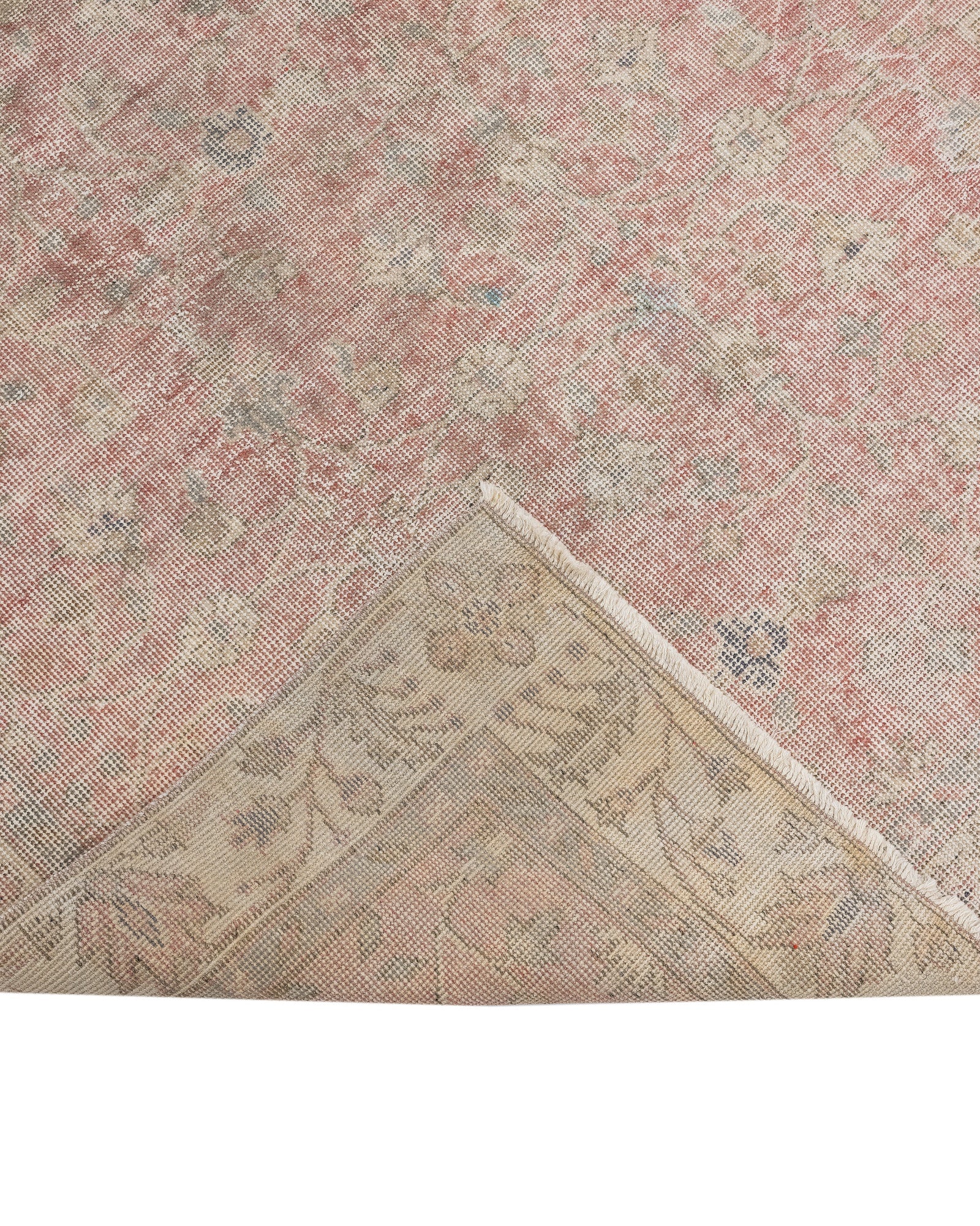 Vintage Kırmızı Çiçekli Yün ve Pamuk El Dokuma Halı 307x203 Şark Halı