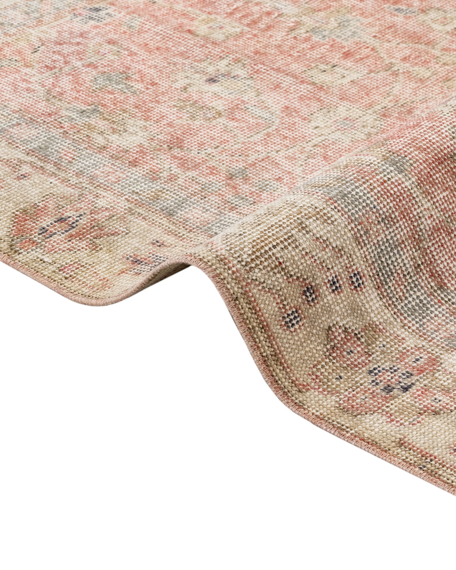 Vintage Kırmızı Çiçekli Yün ve Pamuk El Dokuma Halı 307x203 Şark Halı