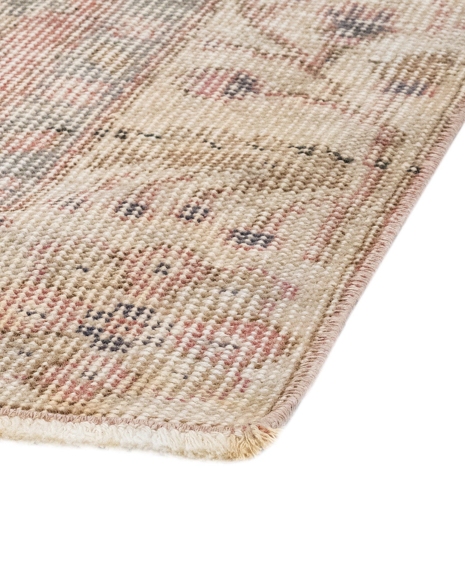 Vintage Kırmızı Çiçekli Yün ve Pamuk El Dokuma Halı 307x203 Şark Halı