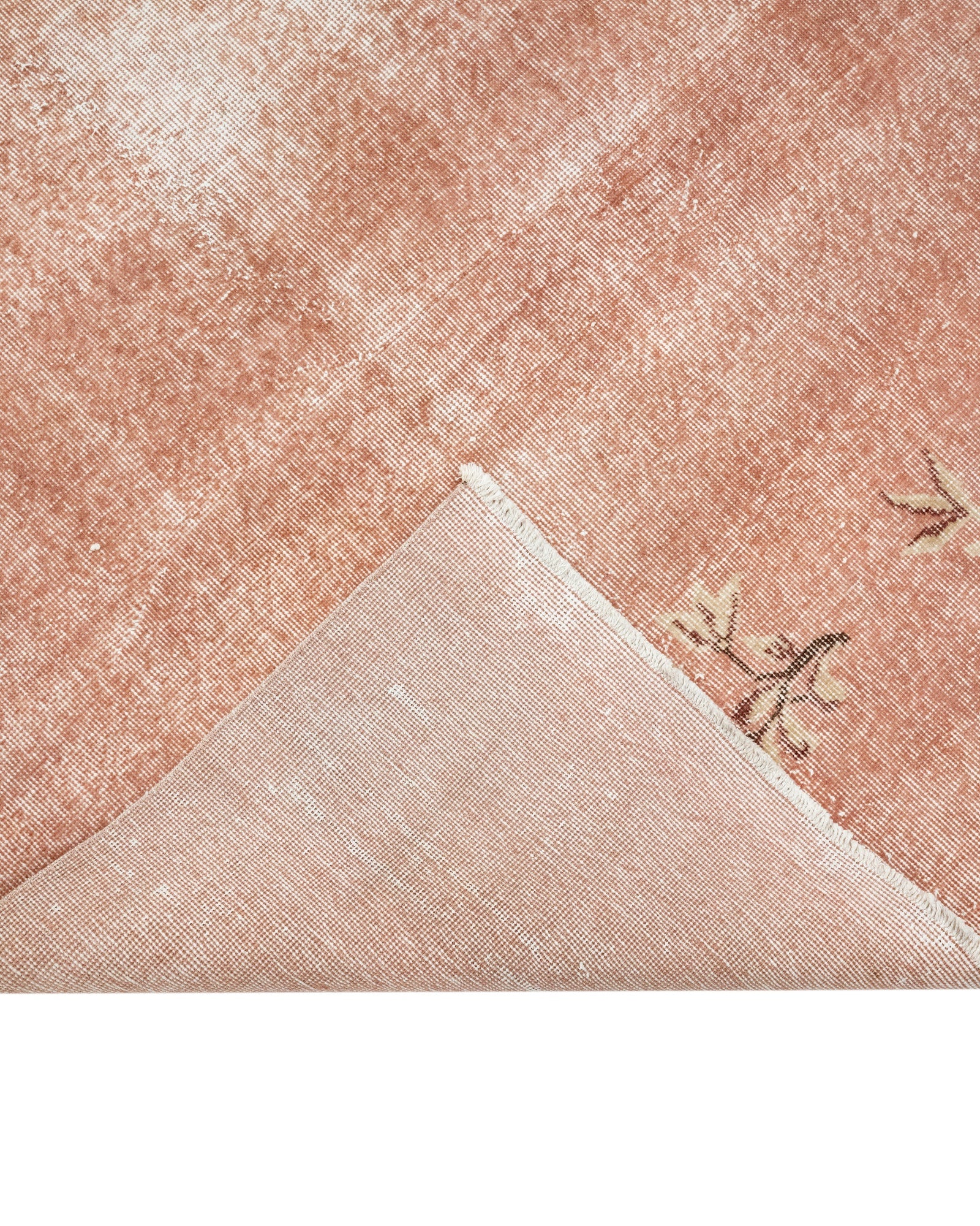 Vintage Pembe Çiçekli Yün ve Pamuk El Dokuma Halı 163x257 Şark Halı