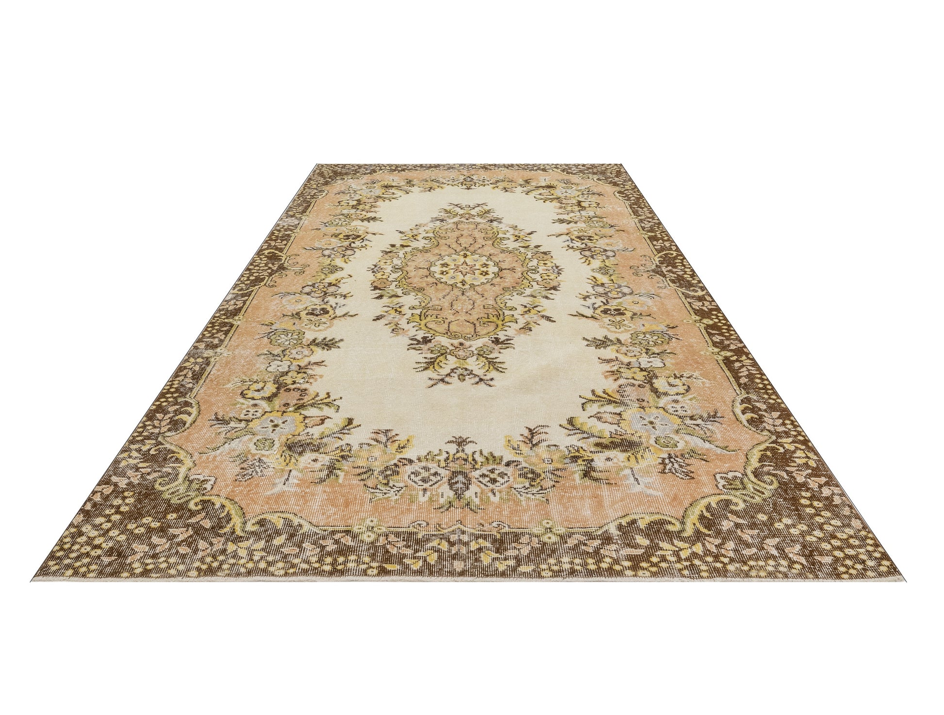 Vintage Kahverengi Göbekli Yün ve Pamuk El Dokuma Halı 157x272 Şark Halı