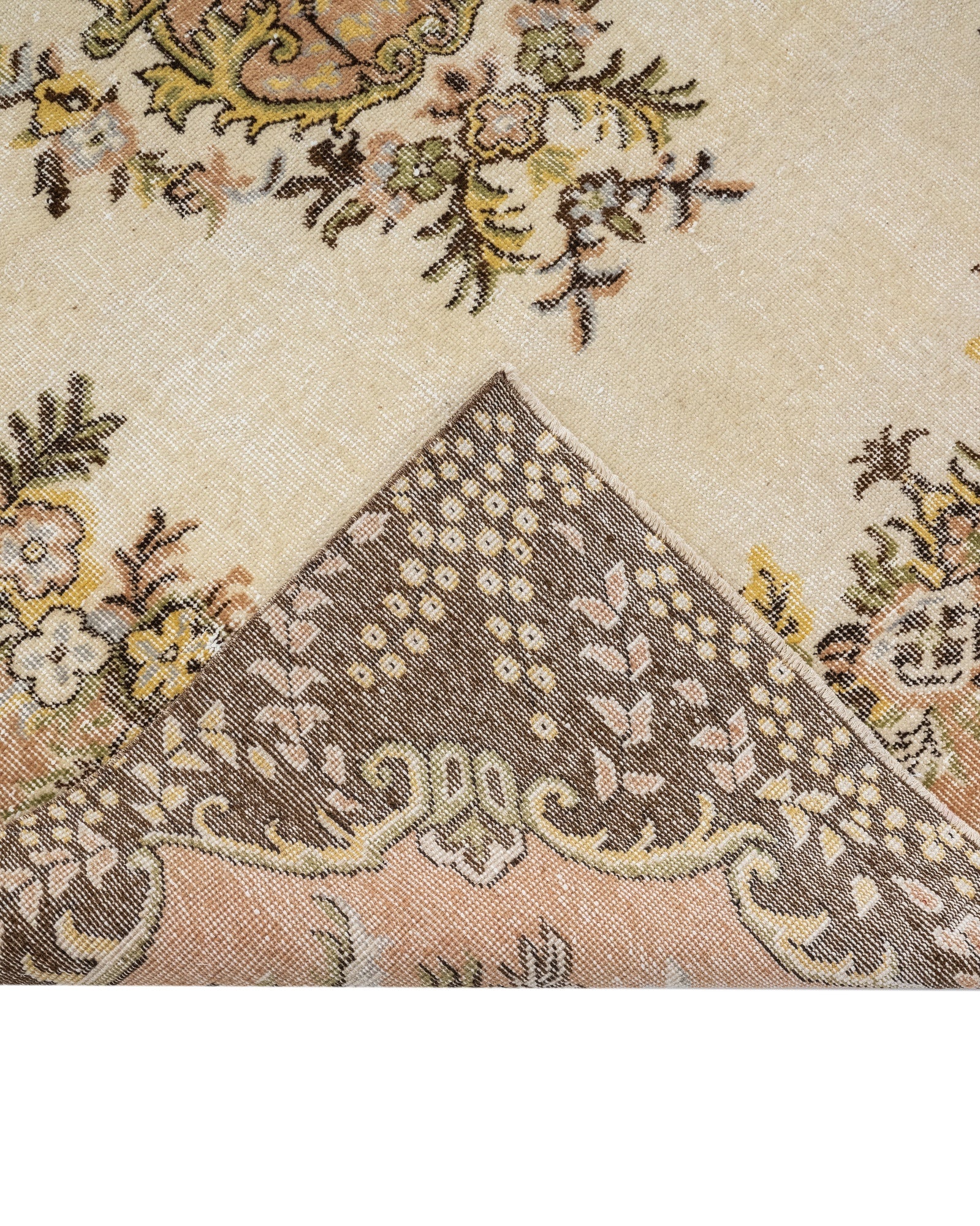 Vintage Kahverengi Göbekli Yün ve Pamuk El Dokuma Halı 157x272 Şark Halı