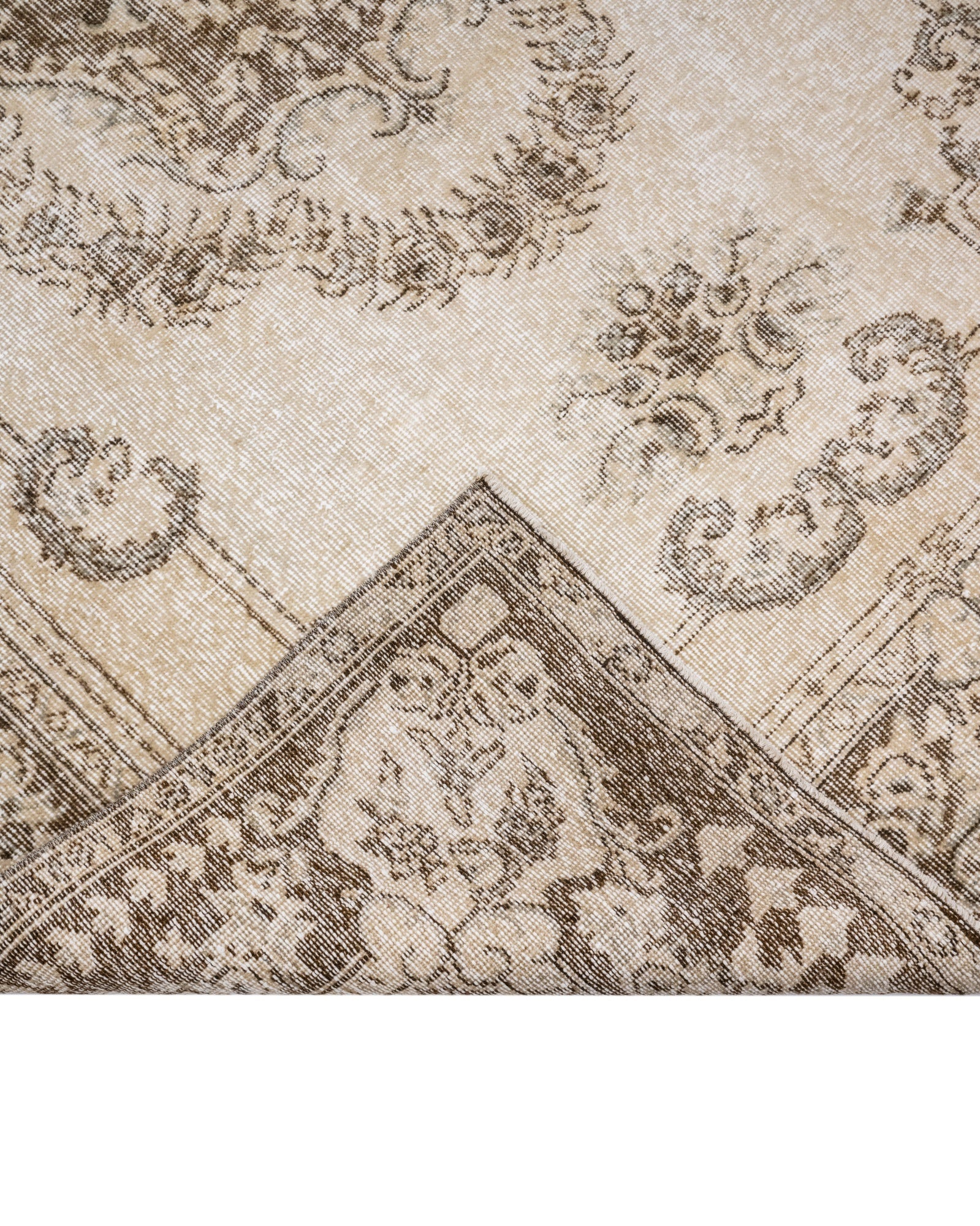 Vintage Kahverengi Göbekli Yün ve Pamuk El Dokuma Halı 284x163 Şark Halı