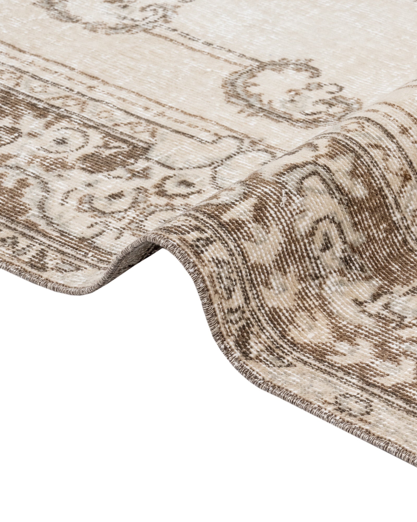 Vintage Kahverengi Göbekli Yün ve Pamuk El Dokuma Halı 284x163 Şark Halı