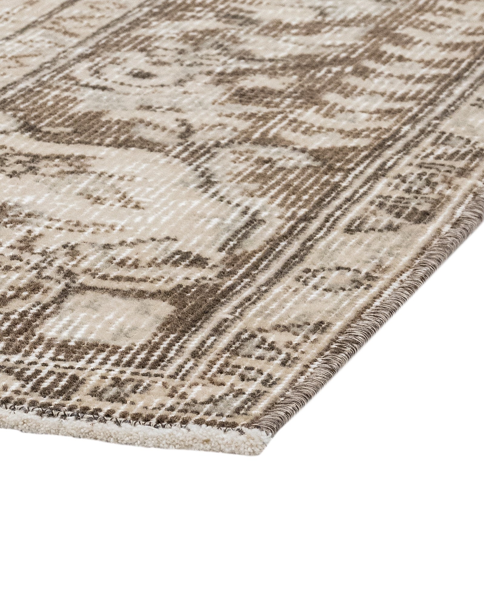 Vintage Kahverengi Göbekli Yün ve Pamuk El Dokuma Halı 284x163 Şark Halı