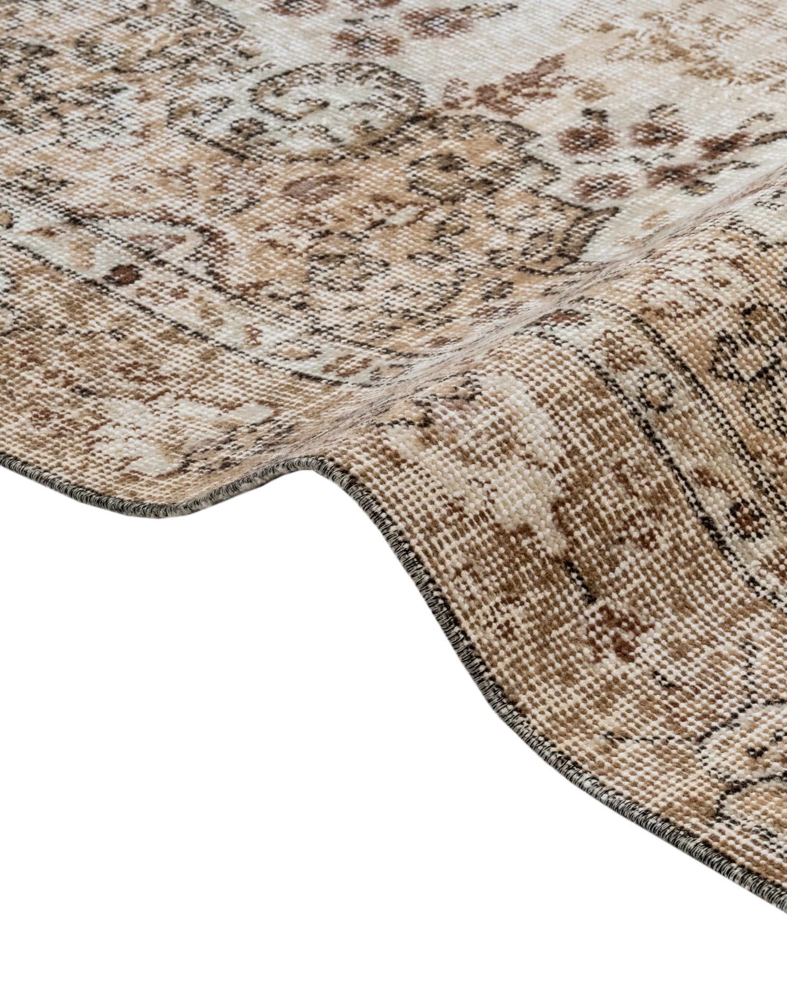 Vintage Kahverengi Göbekli Yün ve Pamuk El Dokuma Halı 161x290 Şark Halı