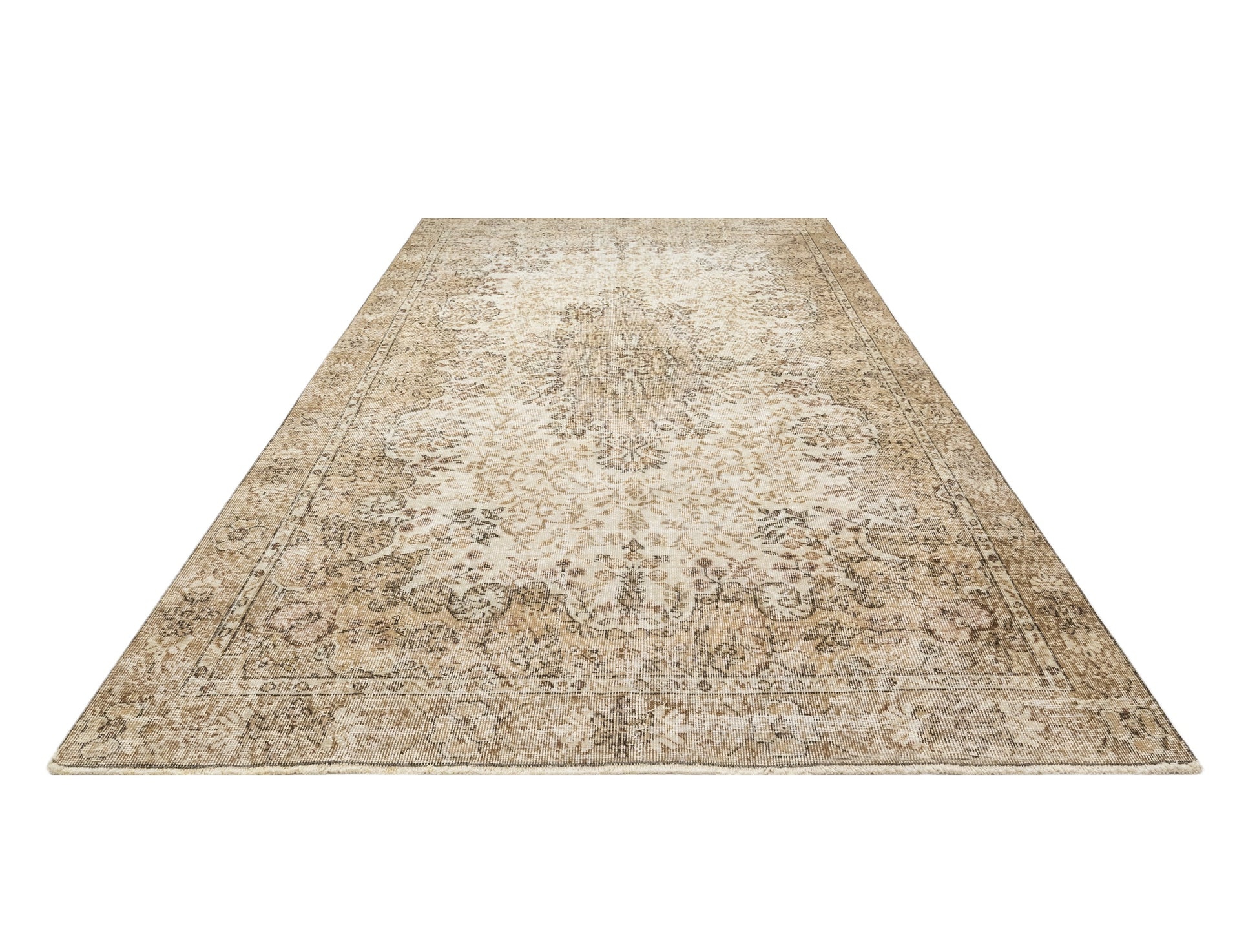 Vintage Kahverengi Göbekli Yün ve Pamuk El Dokuma Halı 161x290 Şark Halı