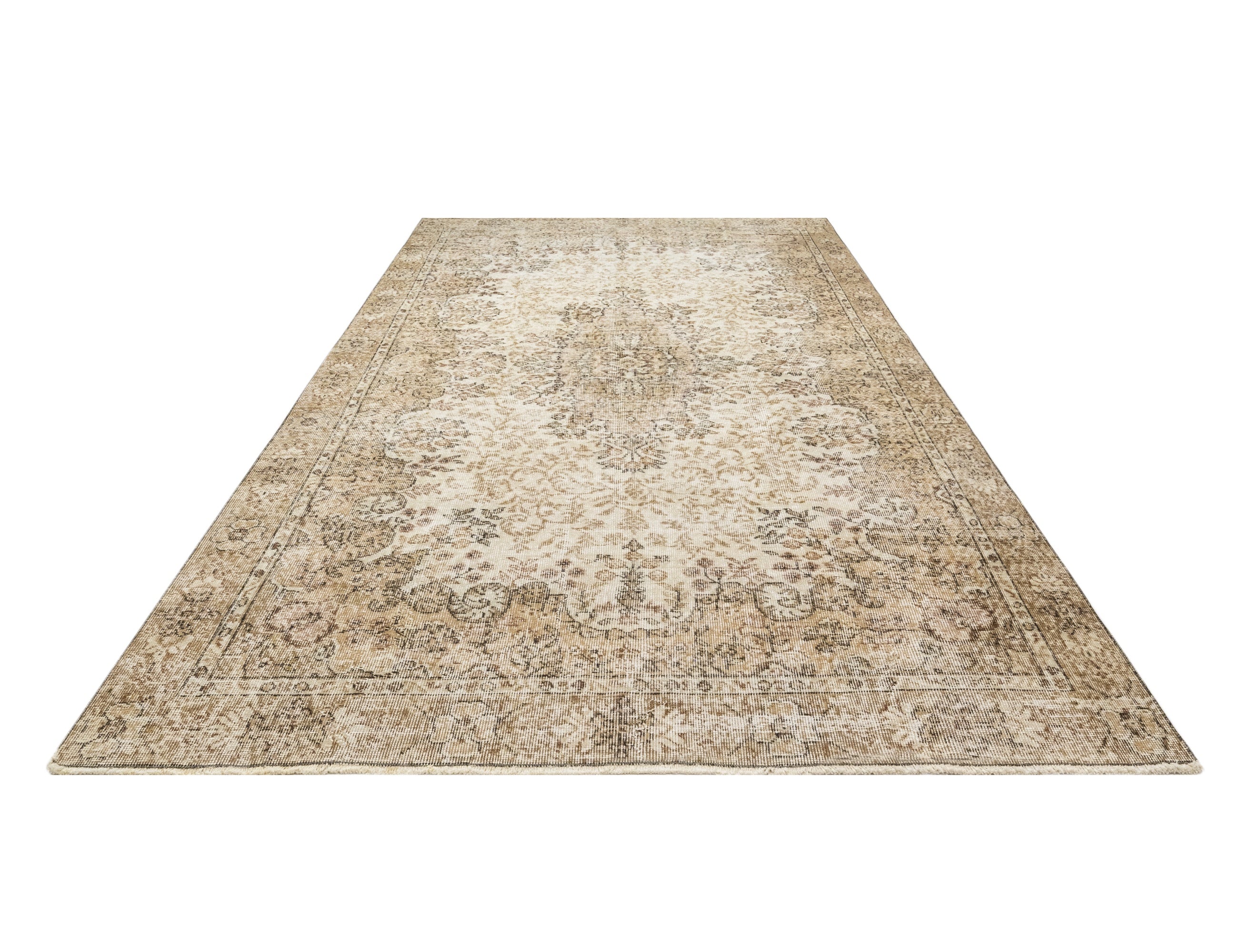 Vintage Kahverengi Göbekli Yün ve Pamuk El Dokuma Halı 161x290 Şark Halı