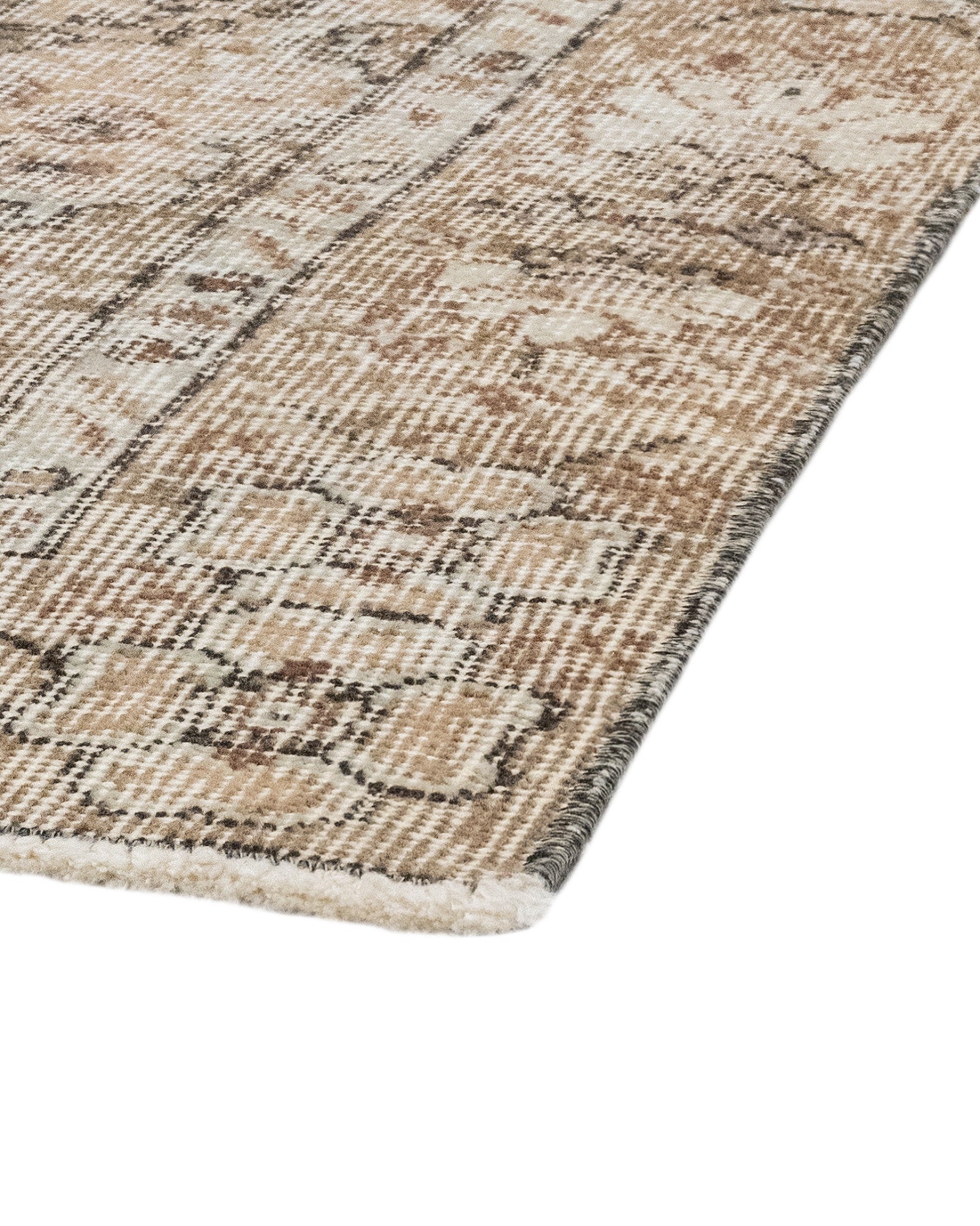 Vintage Kahverengi Göbekli Yün ve Pamuk El Dokuma Halı 161x290 Şark Halı