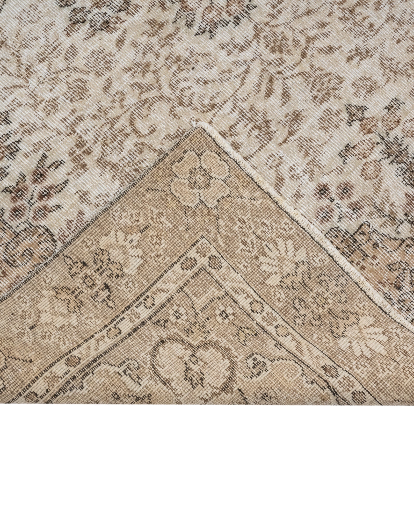 Vintage Kahverengi Göbekli Yün ve Pamuk El Dokuma Halı 161x290 Şark Halı