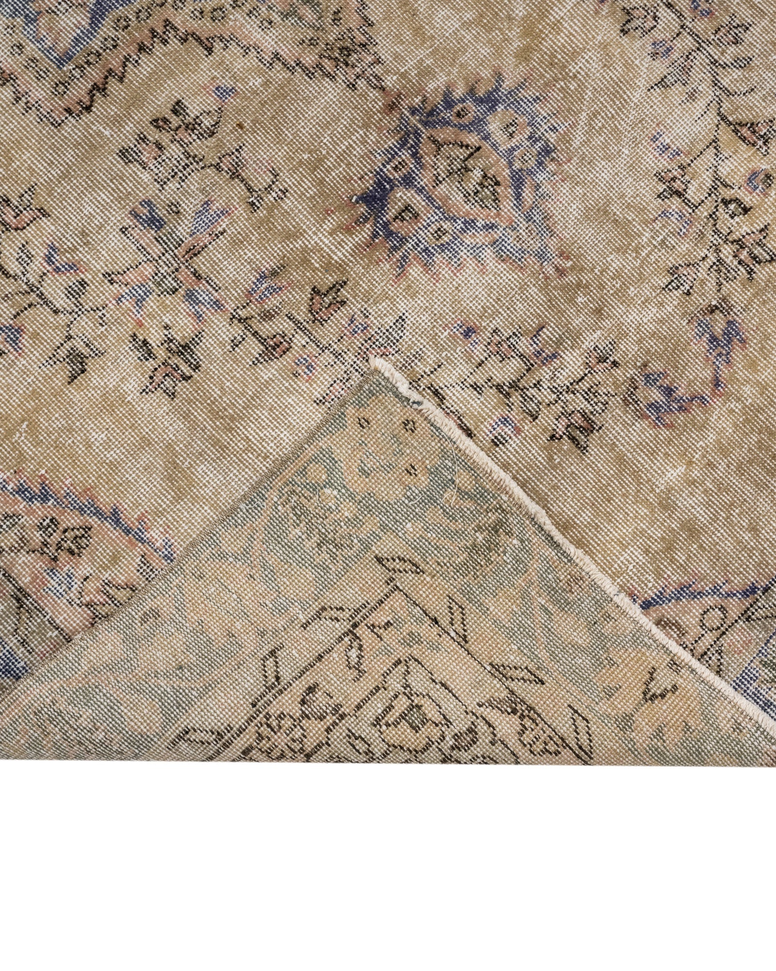 Vintage Lacivert Göbekli Yün ve Pamuk El Dokuma Halı 191x230 Şark Halı