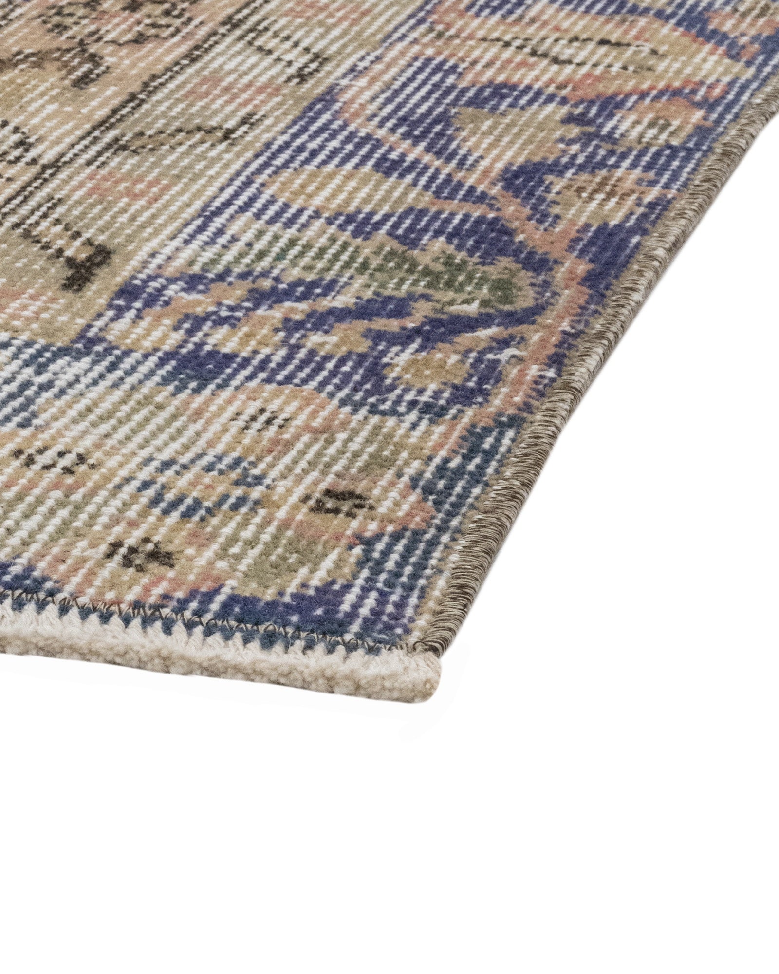 Vintage Lacivert Göbekli Yün ve Pamuk El Dokuma Halı 191x230 Şark Halı