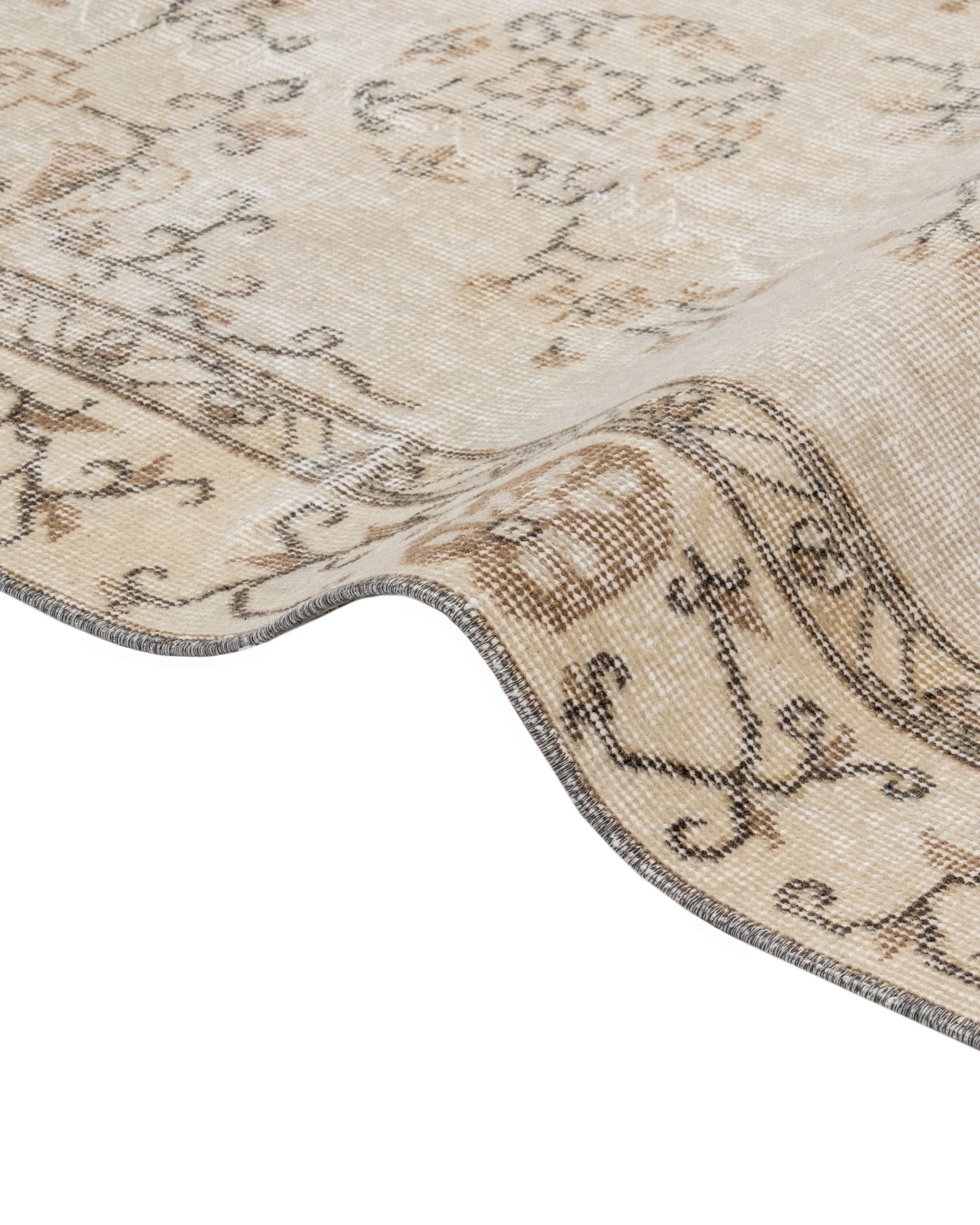 Vintage Kahverengi Göbekli Yün ve Pamuk El Dokuma Halı 164x250 Şark Halı