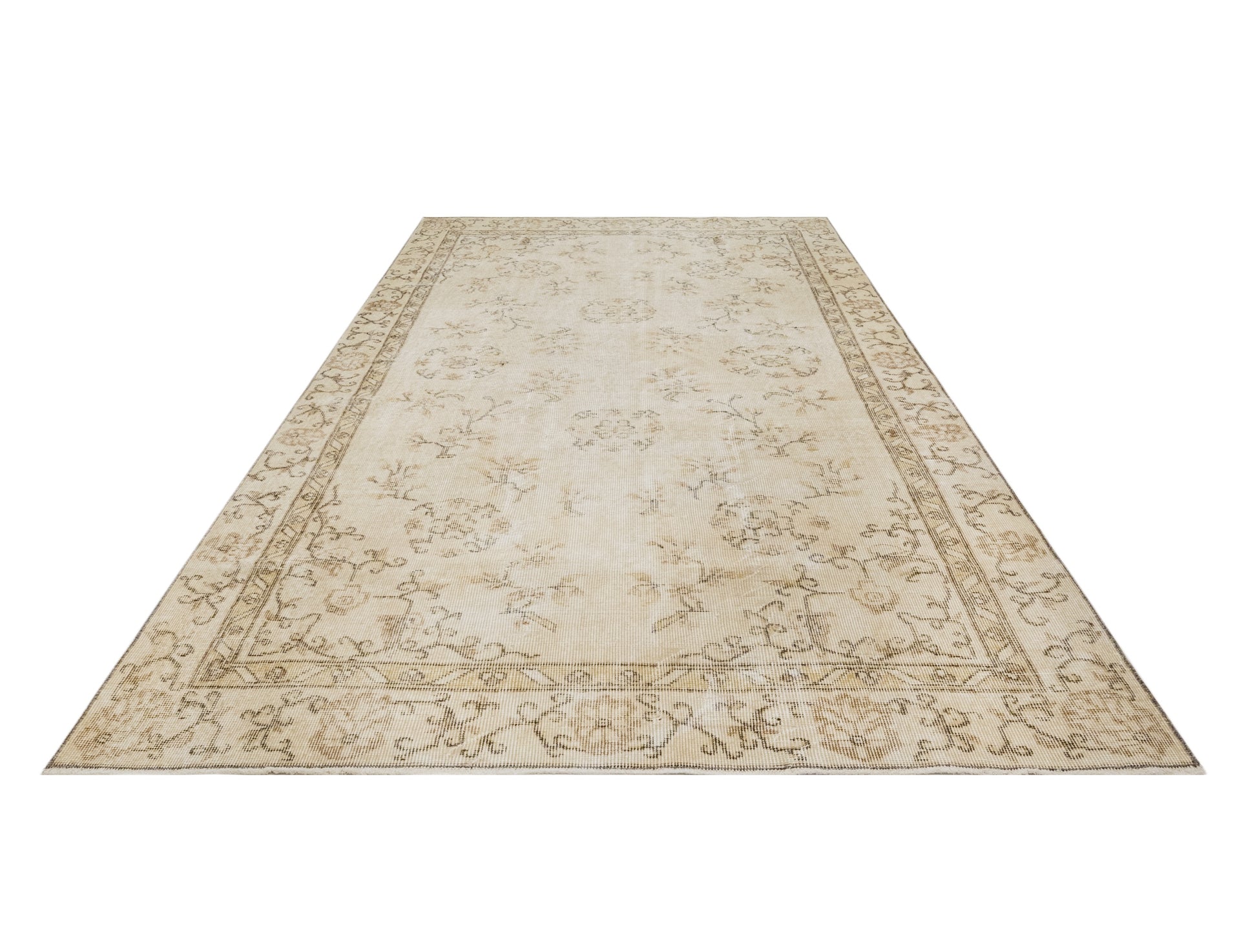 Vintage Kahverengi Göbekli Yün ve Pamuk El Dokuma Halı 164x250 Şark Halı