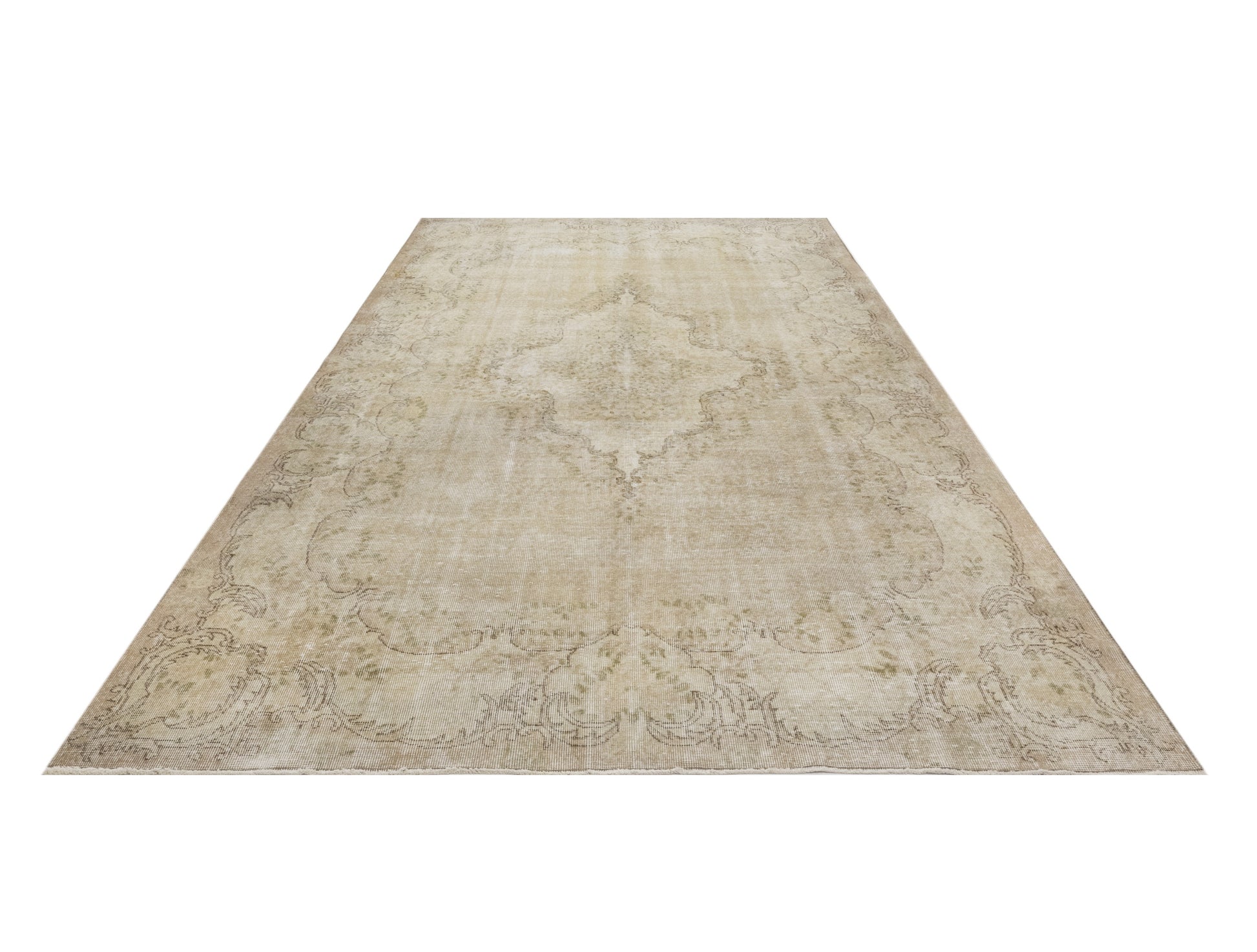 Vintage Kahverengi Göbekli Yün ve Pamuk El Dokuma Halı 182x295 Şark Halı