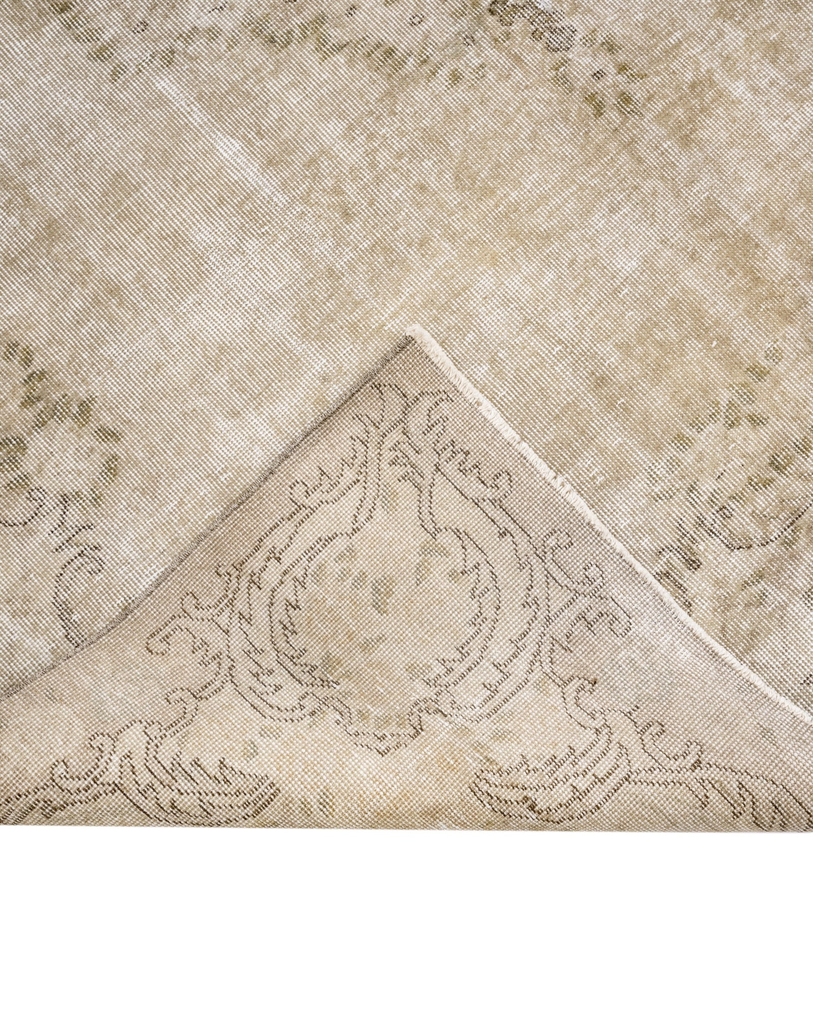 Vintage Kahverengi Göbekli Yün ve Pamuk El Dokuma Halı 182x295 Şark Halı