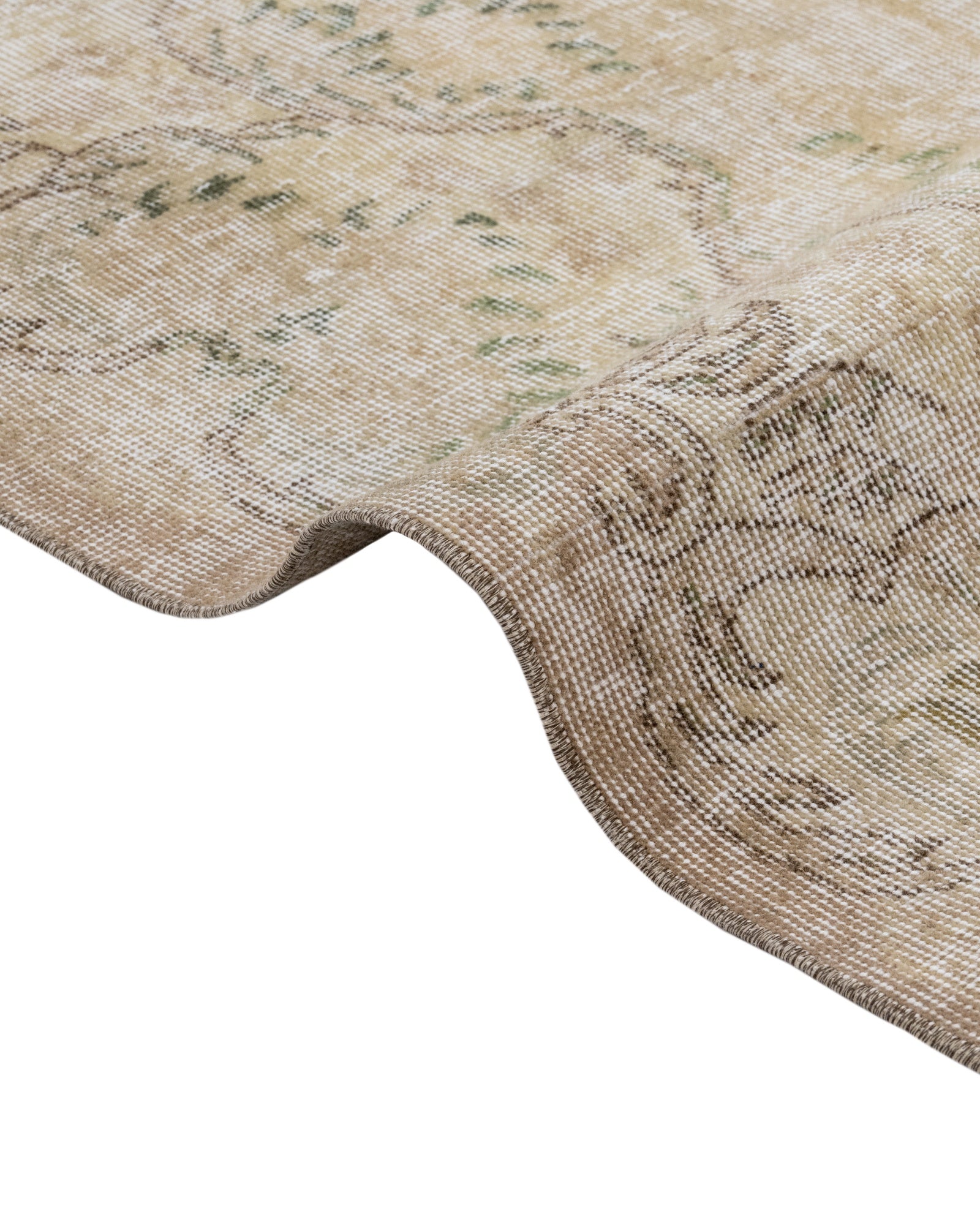 Vintage Kahverengi Göbekli Yün ve Pamuk El Dokuma Halı 182x295 Şark Halı