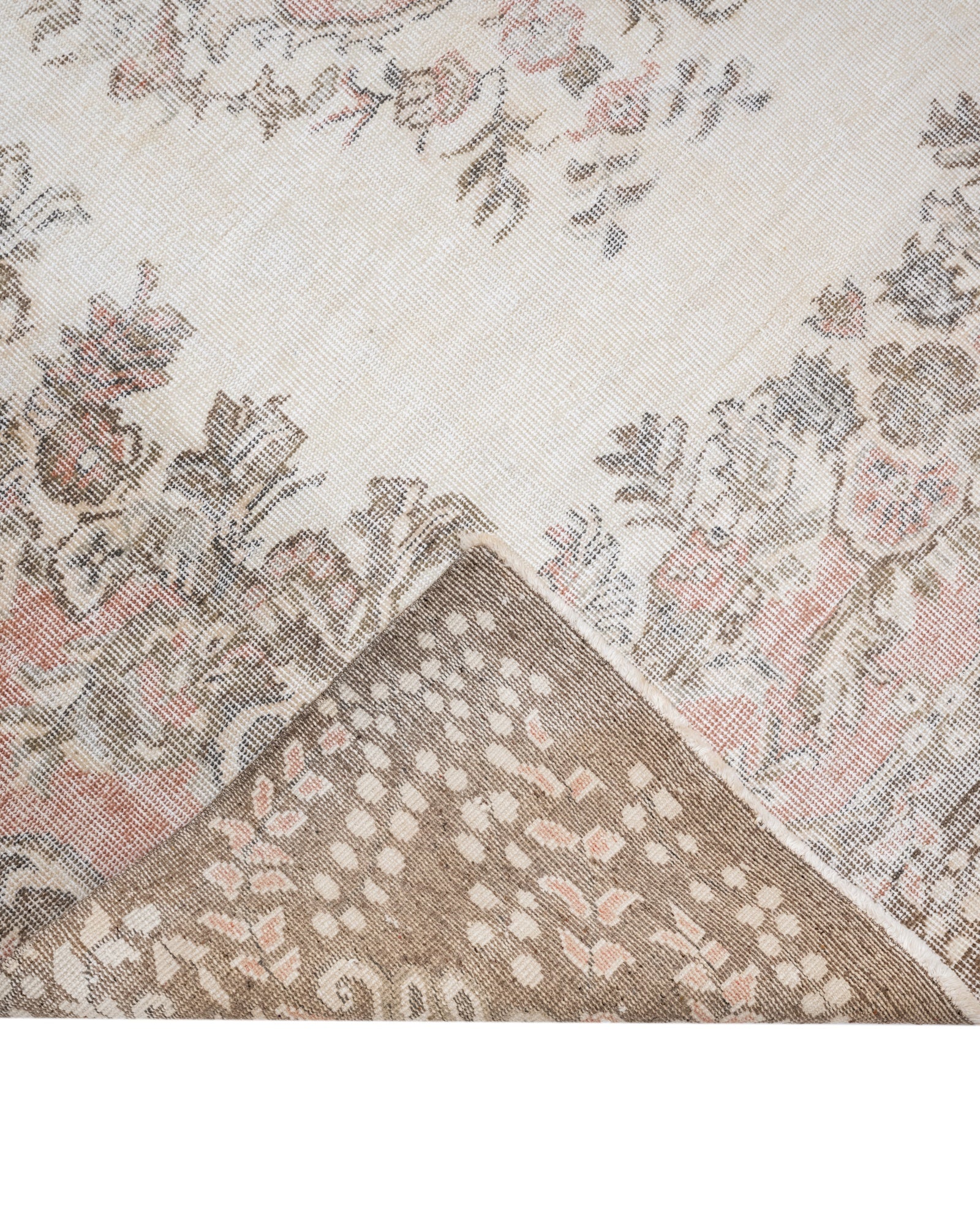 Vintage Kahverengi Göbekli Yün ve Pamuk El Dokuma Halı 220x308 Şark Halı