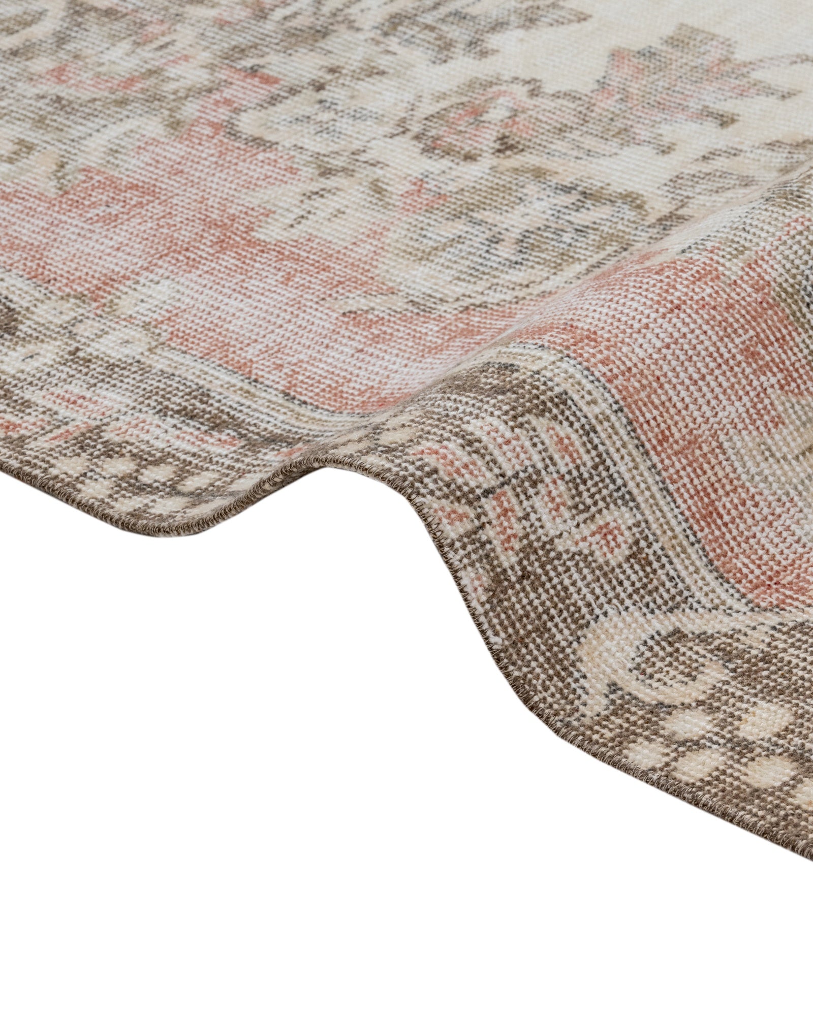 Vintage Kahverengi Göbekli Yün ve Pamuk El Dokuma Halı 220x308 Şark Halı