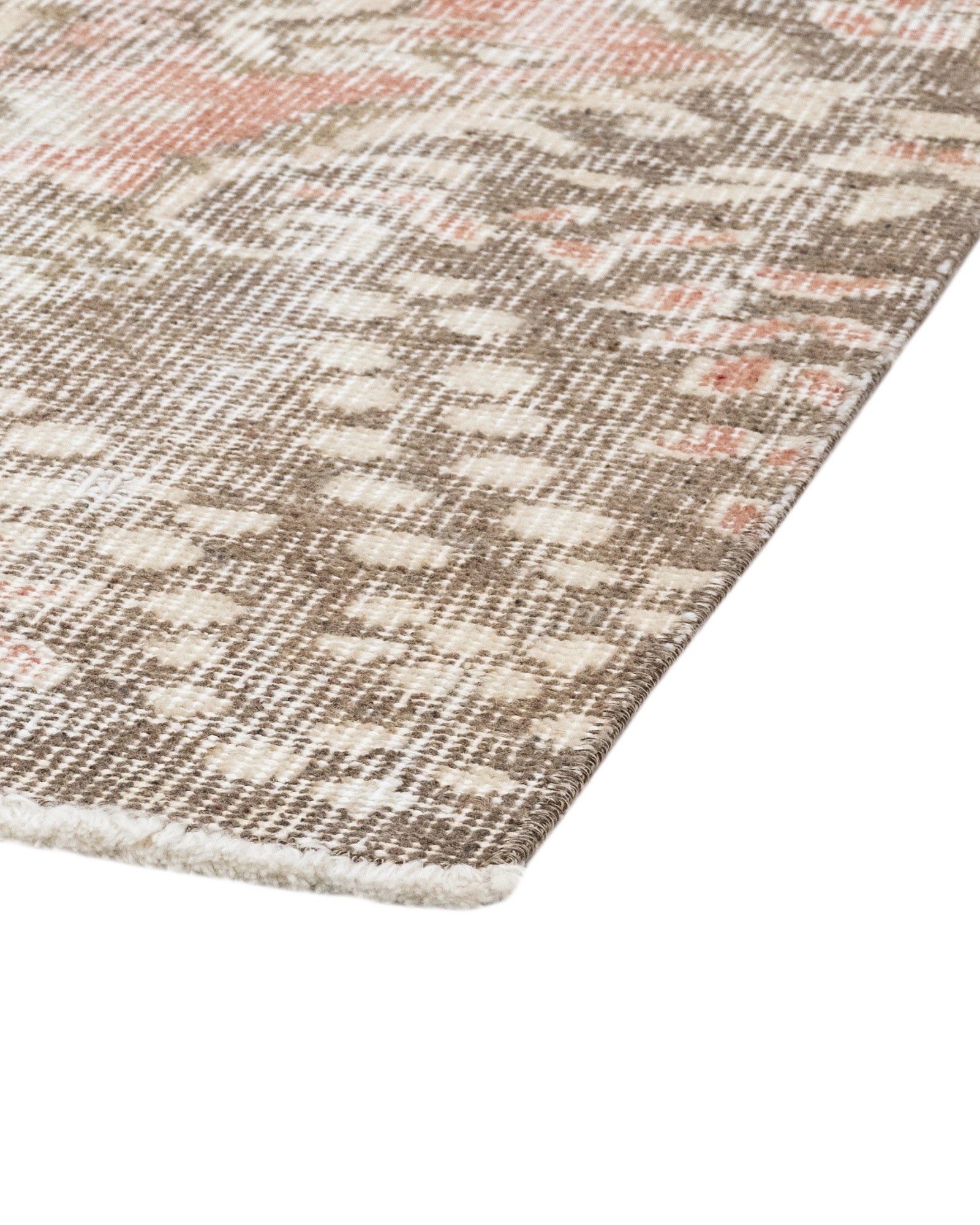 Vintage Kahverengi Göbekli Yün ve Pamuk El Dokuma Halı 220x308 Şark Halı