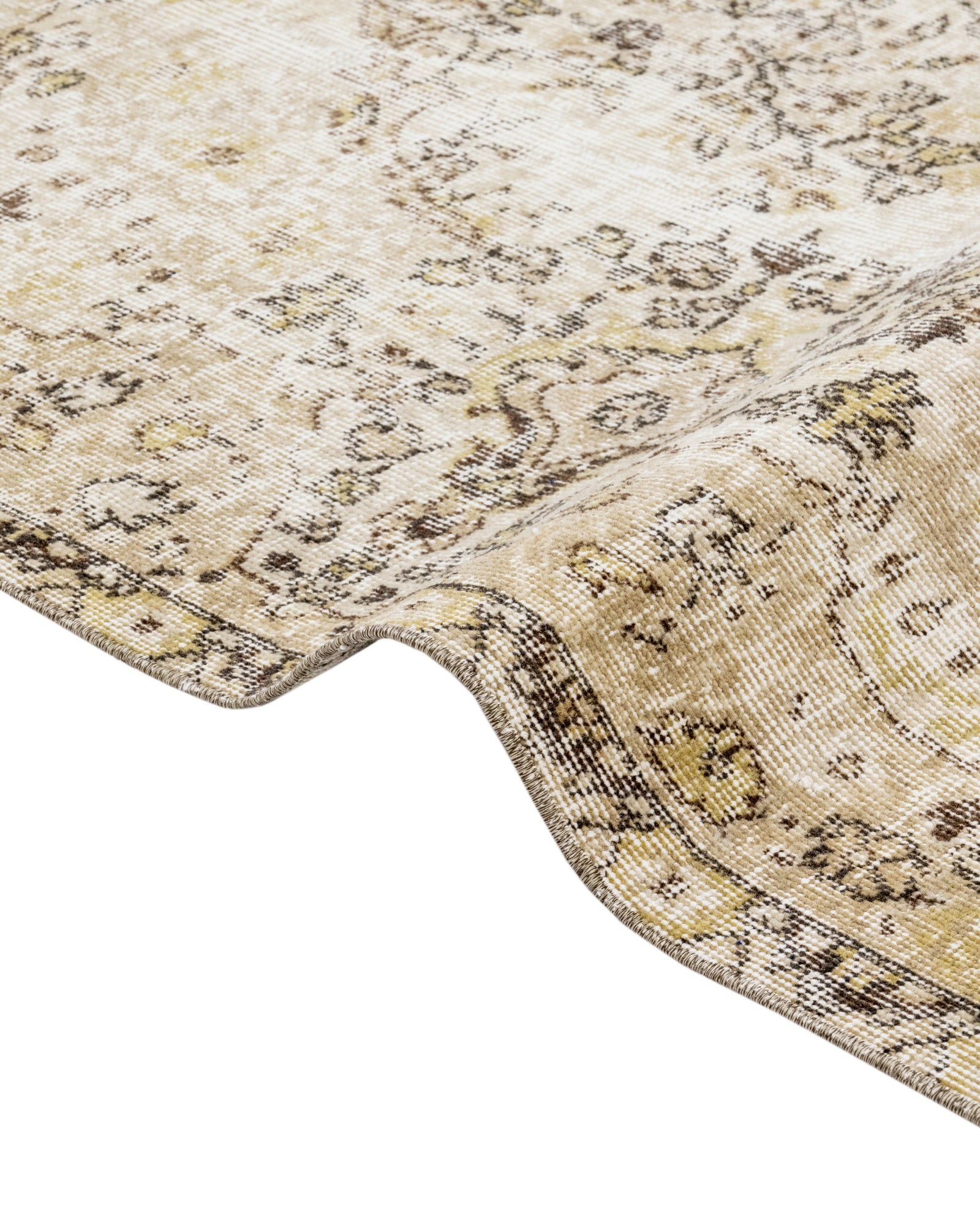 Vintage Kahverengi Göbekli Yün ve Pamuk El Dokuma Halı 214x297 Şark Halı