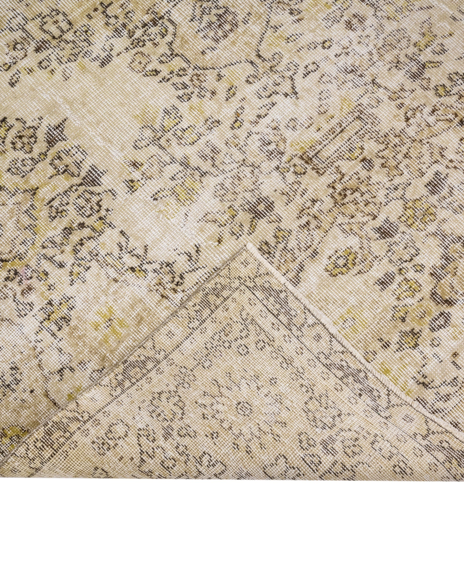 Vintage Kahverengi Göbekli Yün ve Pamuk El Dokuma Halı 214x297 Şark Halı