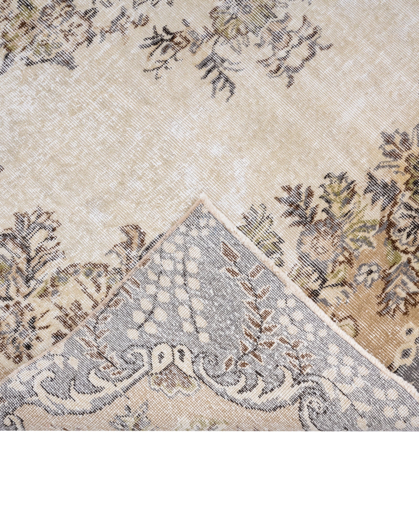 Vintage Lacivert Göbekli Yün ve Pamuk El Dokuma Halı 215x315 Şark Halı