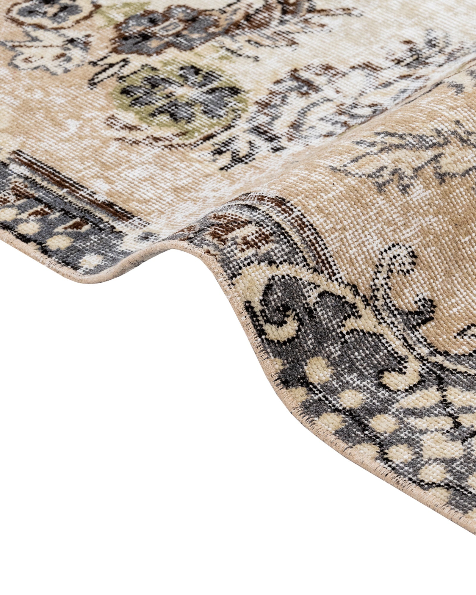 Vintage Lacivert Göbekli Yün ve Pamuk El Dokuma Halı 215x315 Şark Halı