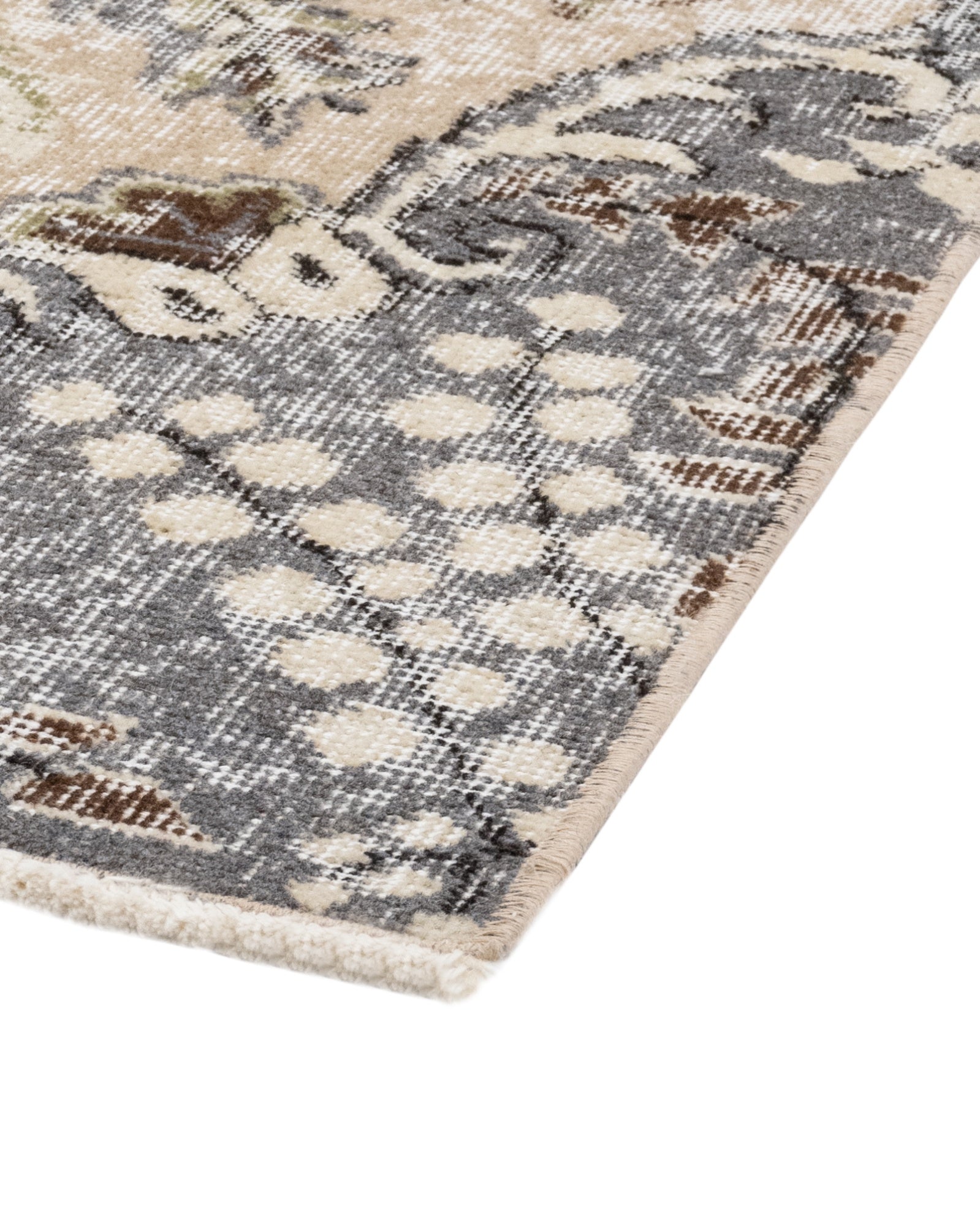 Vintage Lacivert Göbekli Yün ve Pamuk El Dokuma Halı 215x315 Şark Halı