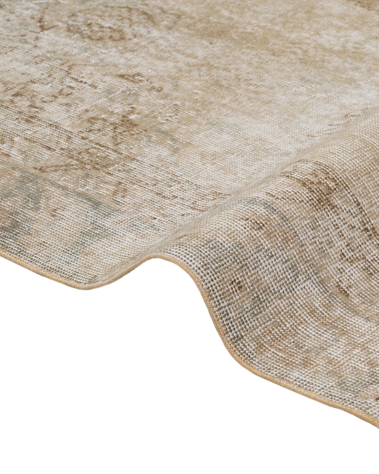 Vintage Kahverengi Göbekli Yün ve Pamuk El Dokuma Halı 203x310 Şark Halı